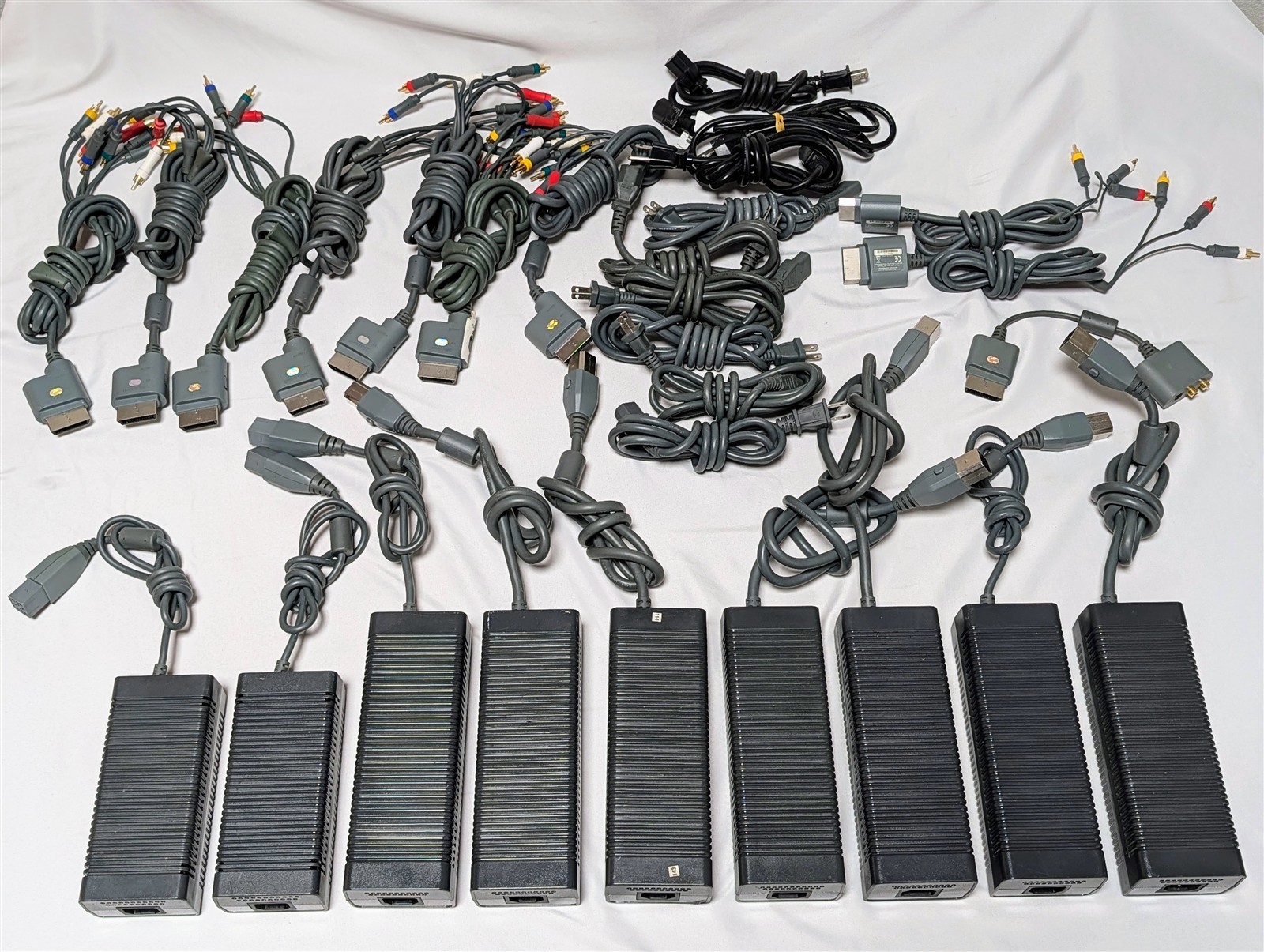 OEM Microsoft Xbox 360 Phat Power Supply & AV Cable Lot - 203W 175W 150W Tested