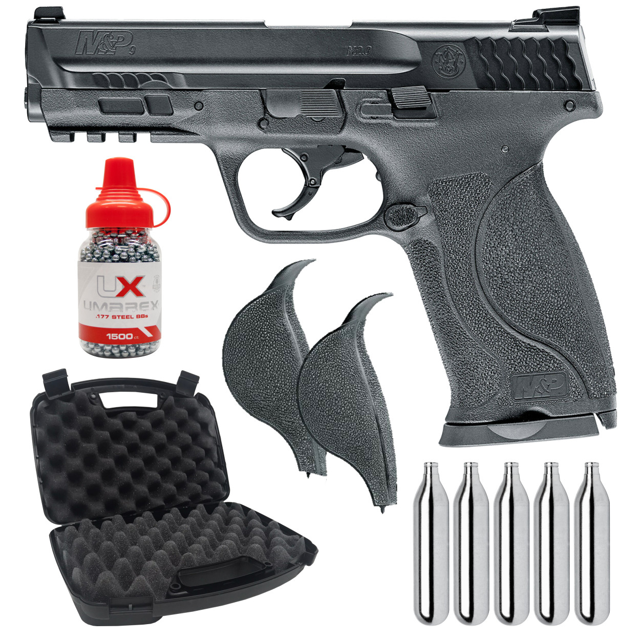 Umarex S&W M&P9 M2.0 .177 Cal Blowback Air Pistol w/BBs & CO2 & Hard Case Bundle