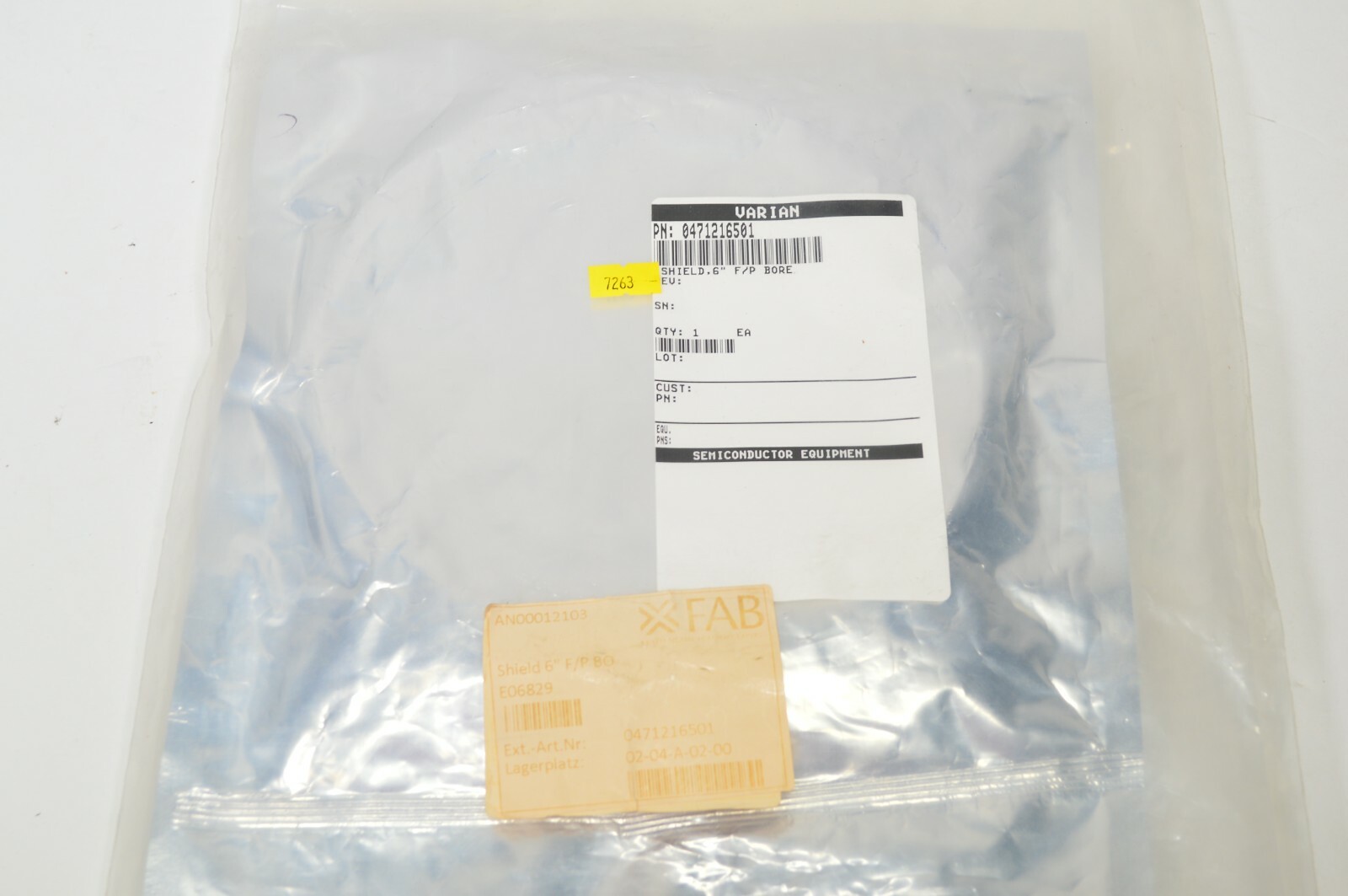 Varian Semiconductor Heat Shield 6" 0471216501 E06829 F/P Bore 3290 Sputter