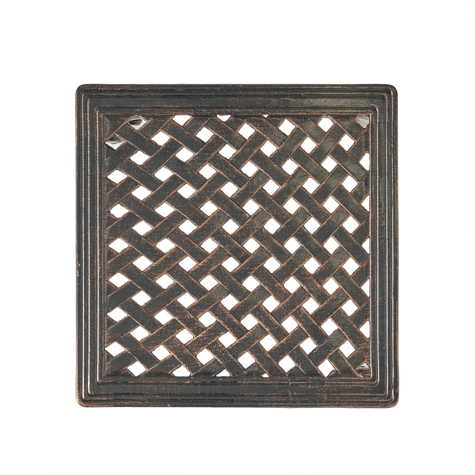 Cast Aluminum End Table Set, Antique Espresso Finish with Lattice Top, 2-Pack