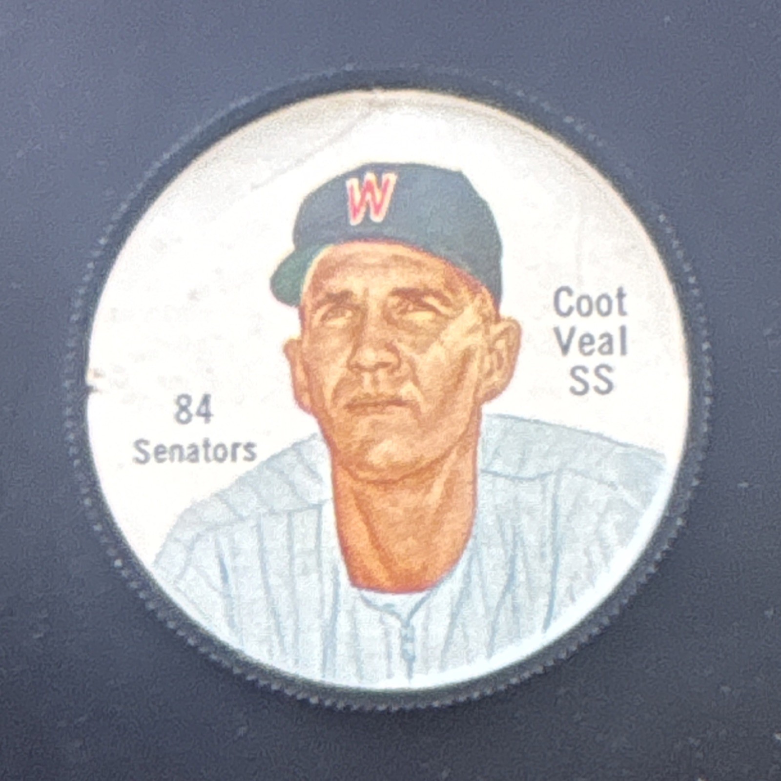 1962 Salada Coot Veal Senators Vintage Plastic Baseball Coin #84