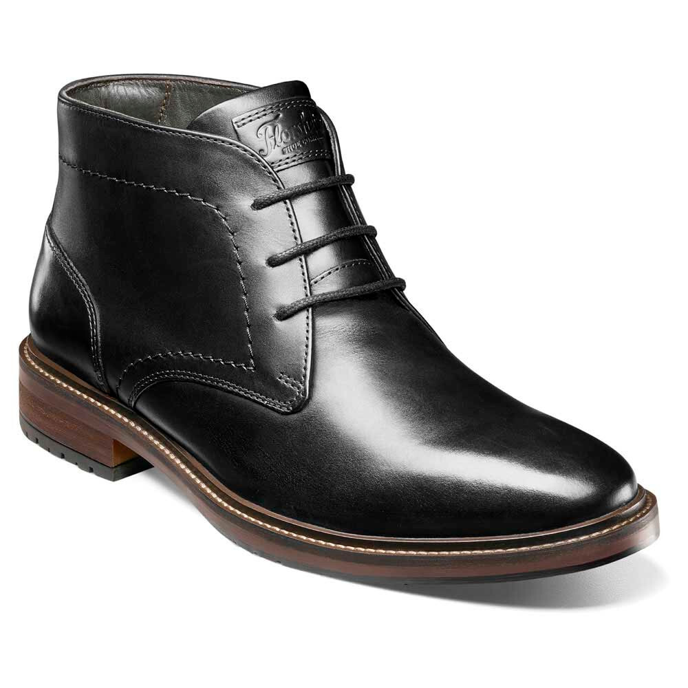 Florsheim Forge Black Smooth Leather Plain Toe Lace Up Ankle Boots (US Men Size)