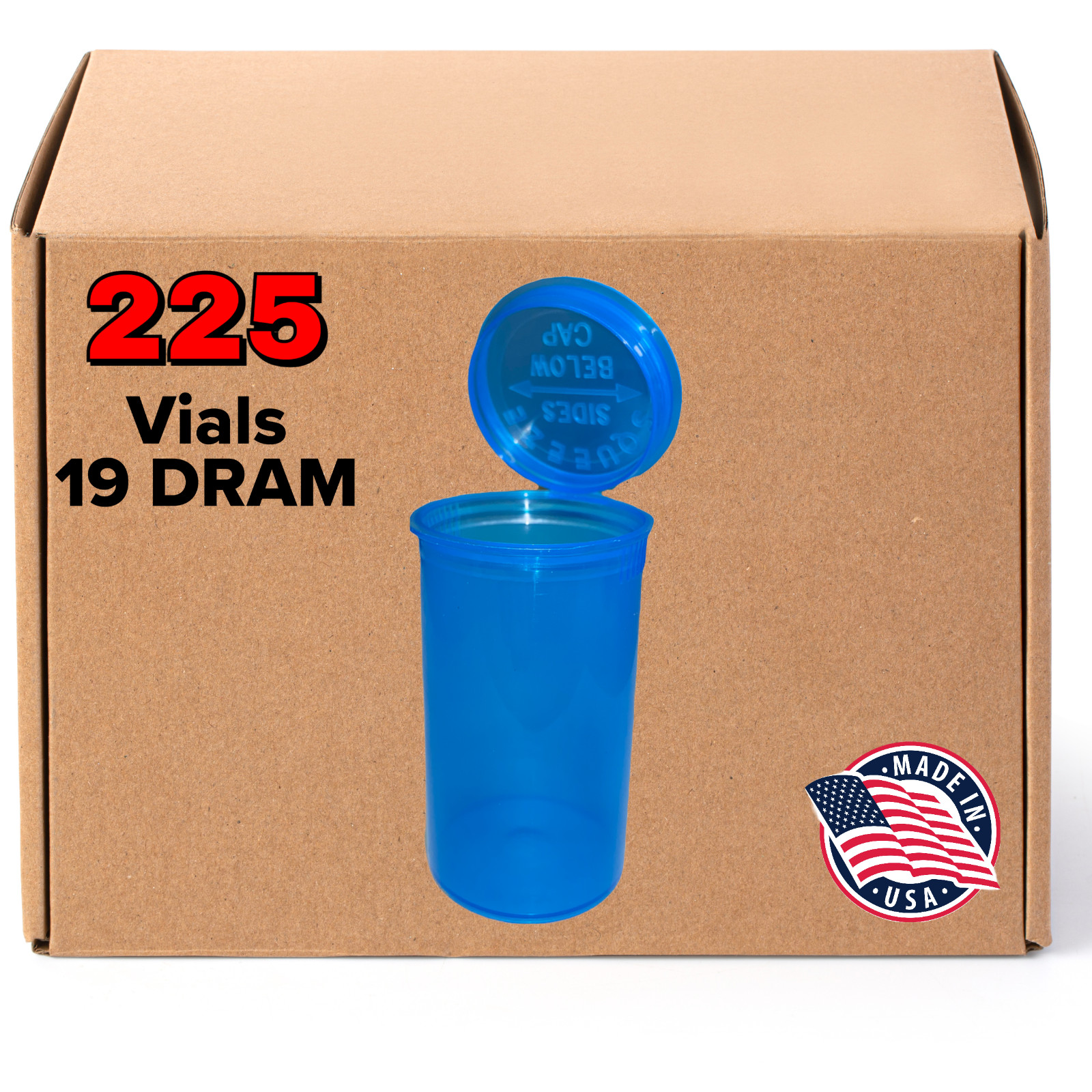 225 Translucent Blue - 19 DRAM Pop Top Bottle - Smell Proof Containers