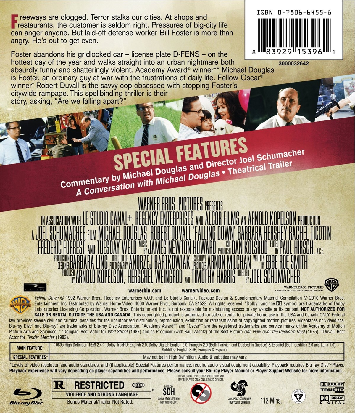 Falling Down Blu-ray Michael Douglas NEW
