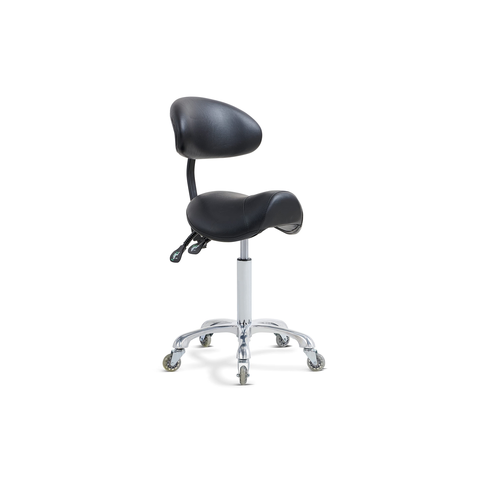 Saddle Stool Rolling Chair with Back Support,Esthetician Tattoo Dental Stool ...
