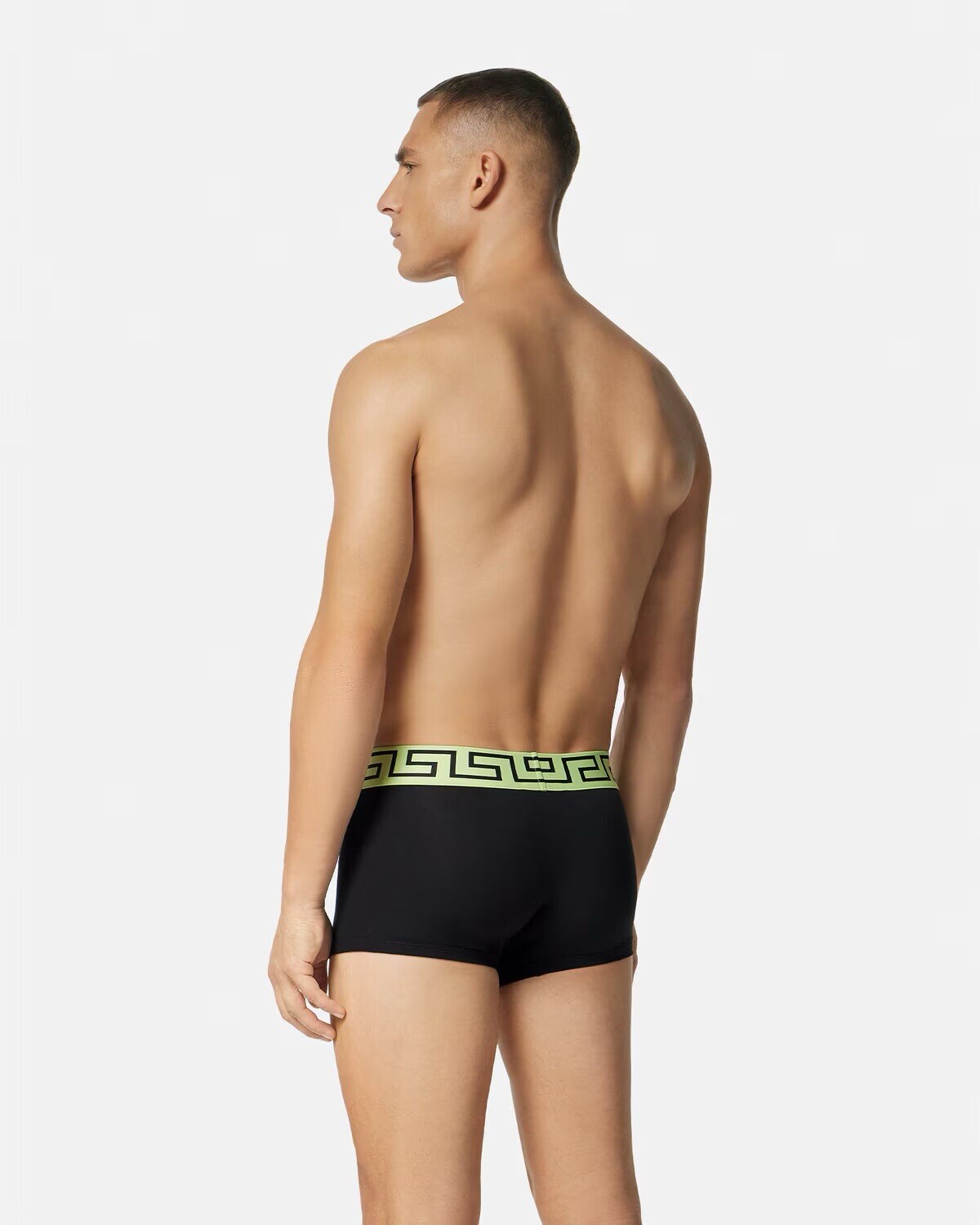 NWT Versace Mens Greca Border Trunk Brief Black Neon Green Size 4 Small