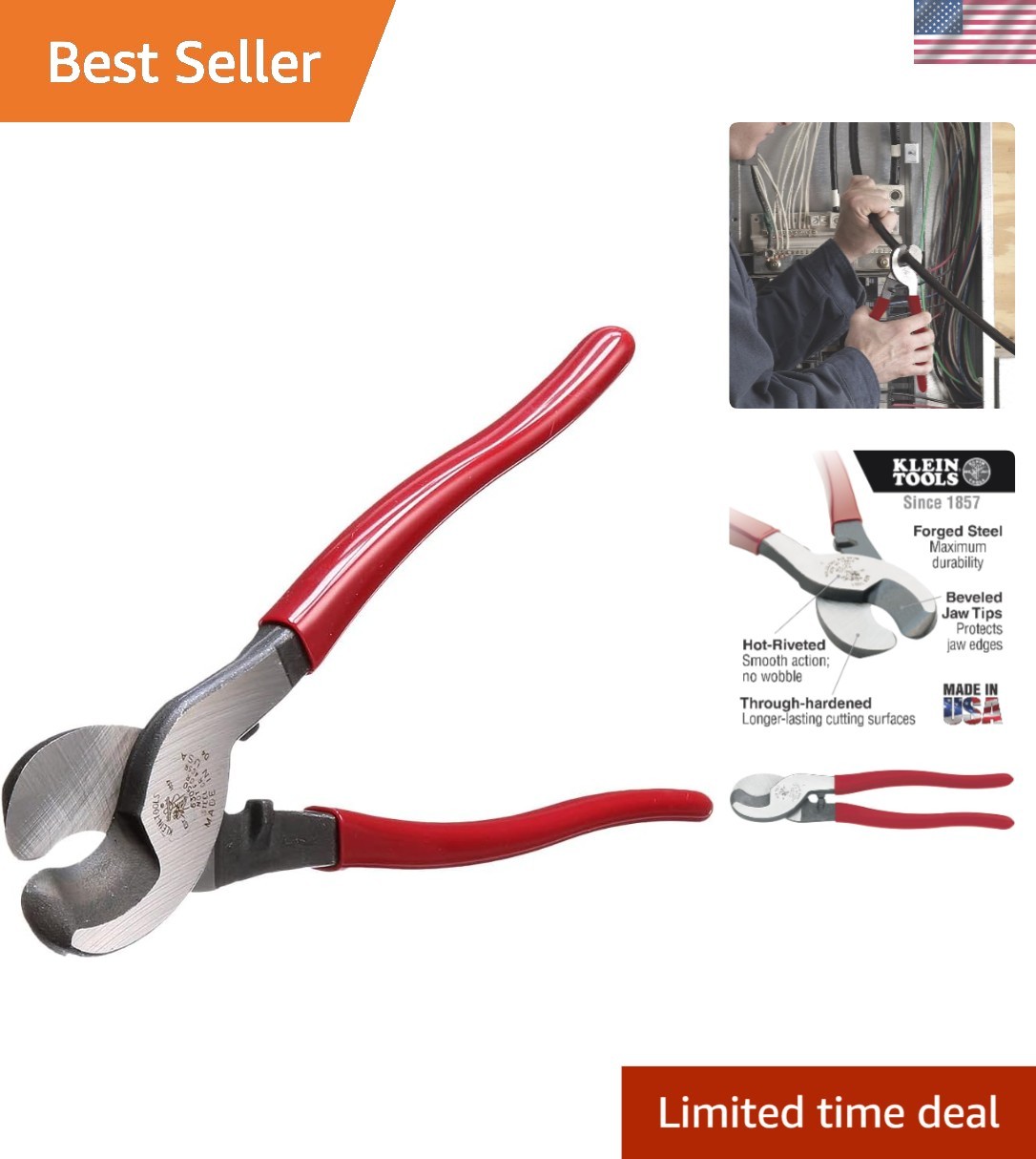 Compact Heavy-Duty Cable Cutter for Professional Electricians - Long-Lasting