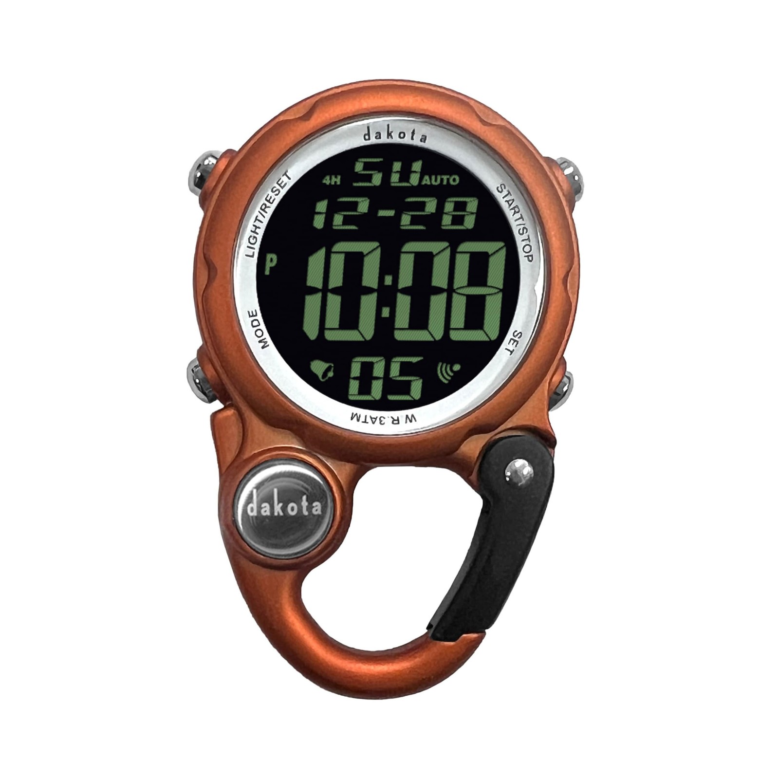 Dakota Digital Clip Pocket Watch with Alarm & Dual Time - Orange