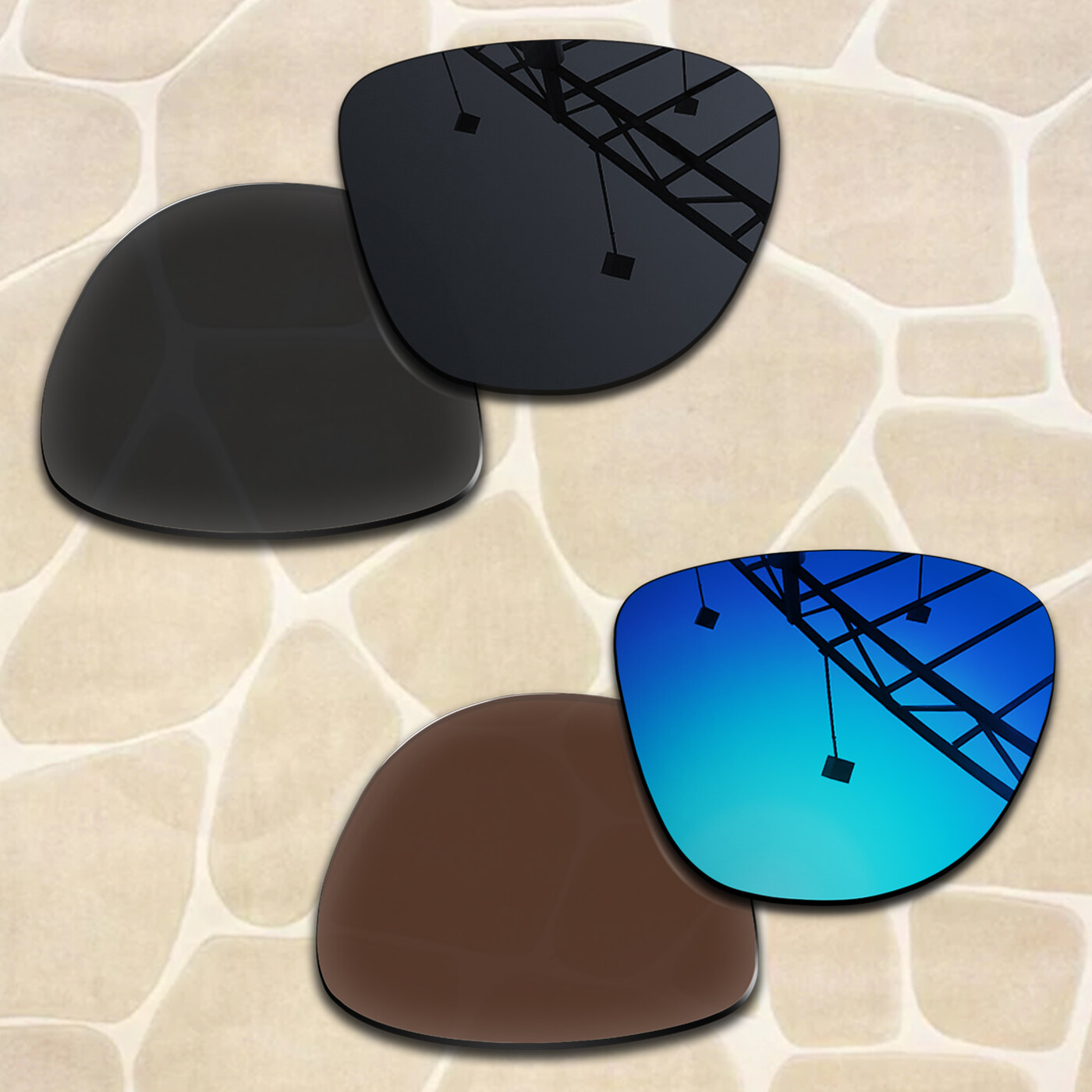 2 Pairs POLARIZED Replacement Lenses for Oakley Frogskins LX OO2043