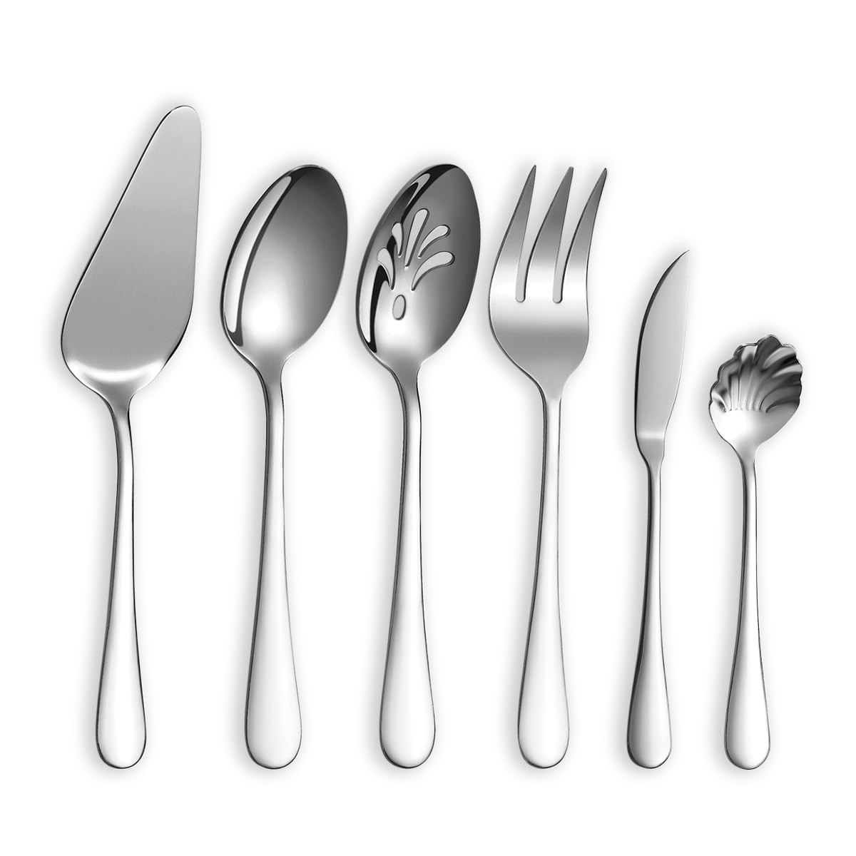 Berglander Silverware Serving Set 6 Pieces, Stainless Steel Serving Spoons Se...