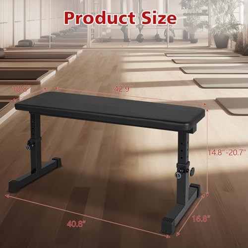 Flat Weight Bench, Utility Workout Adjustable Height Weight Bench Press with