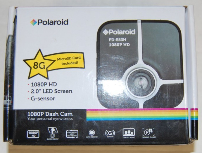 Polaroid PD-E53H 1080P HD Dash Cam with 8GB Memory Card - New In Box