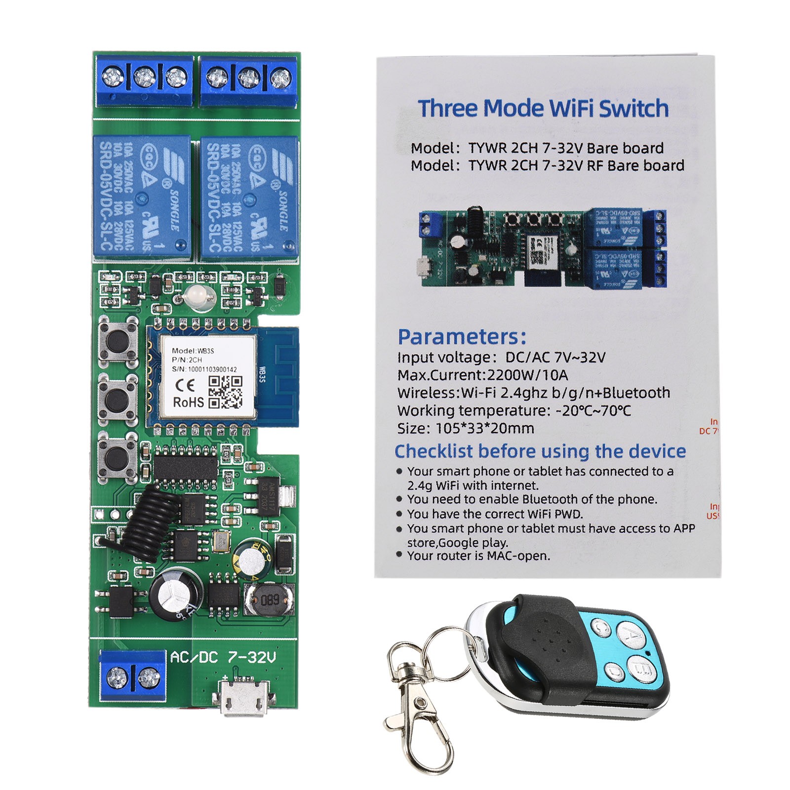 1 Pack Smart Wifi Switch Module Remote Control For Home ZTDC