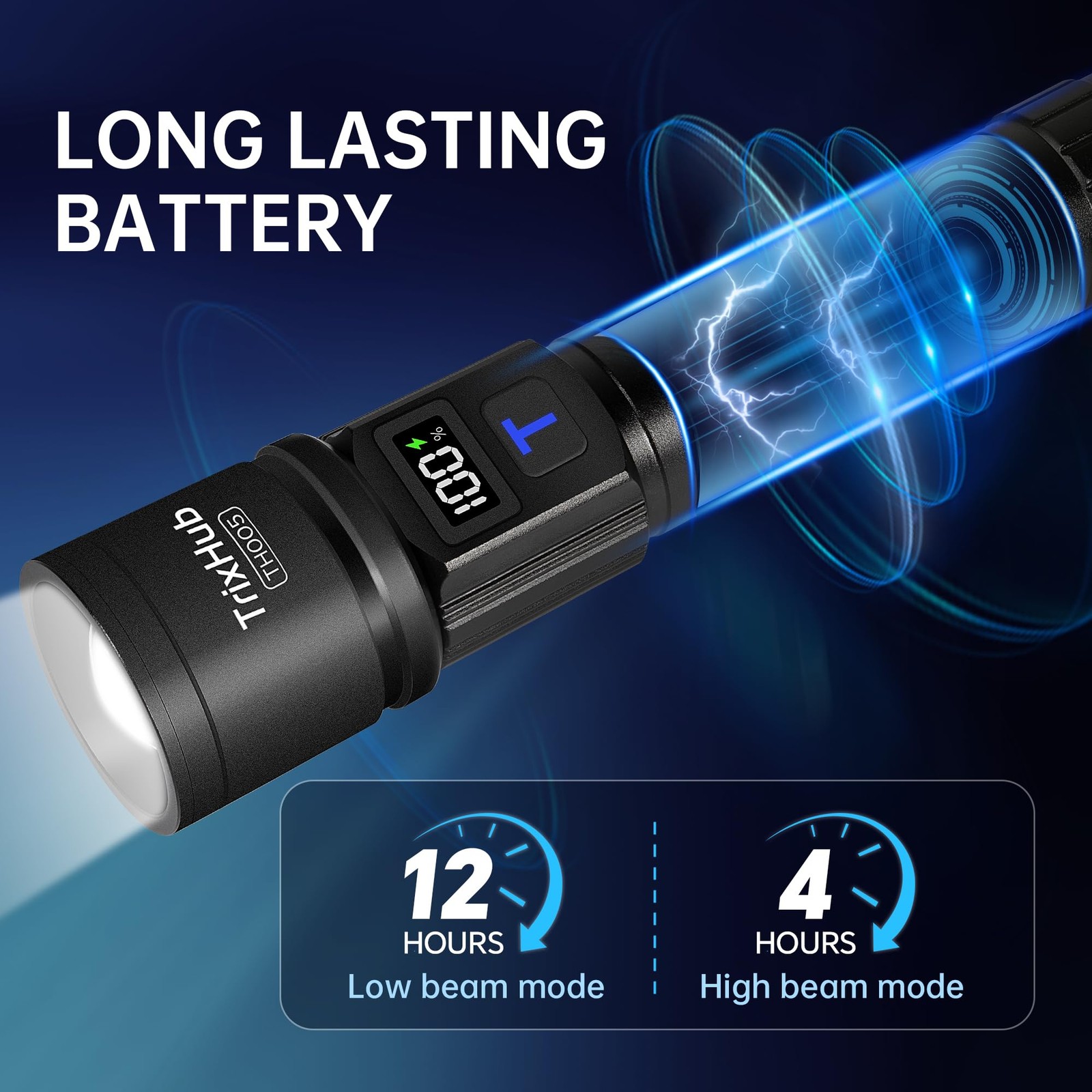 TrixHub Rechargeable Flashlights 2 Pack, Super Bright High 2Pack, Black