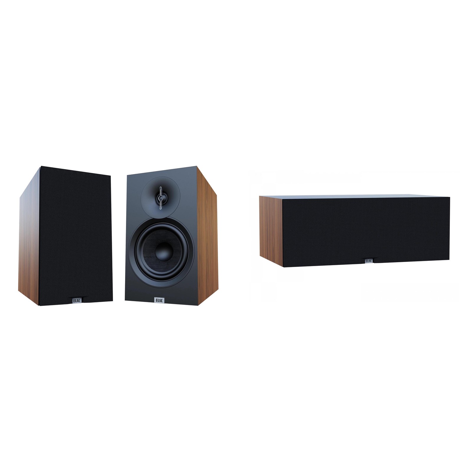 Elac Debut 3.0 Walnut 6.5 Inch Book Shelves And 6.5In Center Channel
