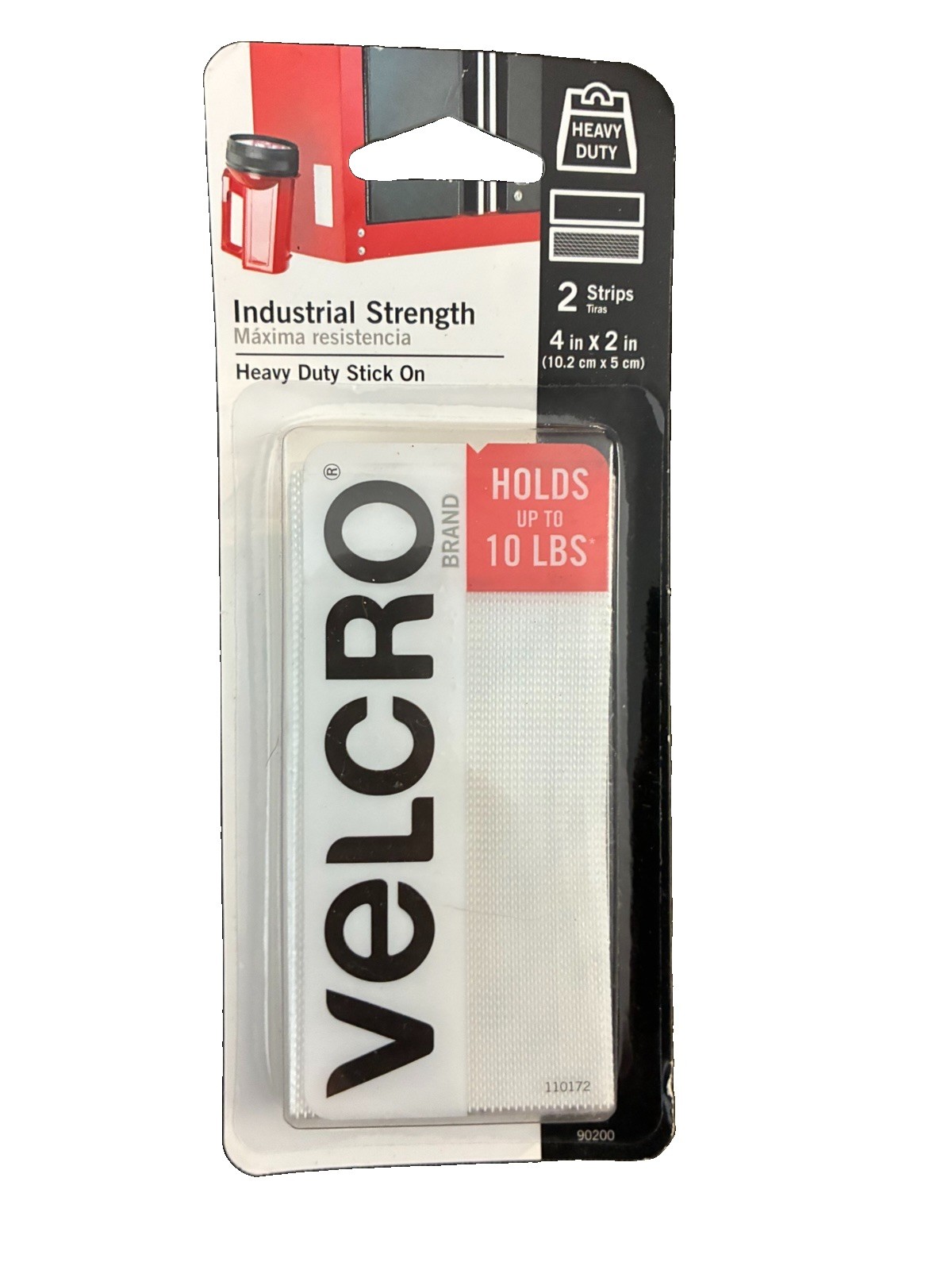 Velcro Industrial Strength Hook & Loop Fastener 4" L x 2" W White 2pk 90200