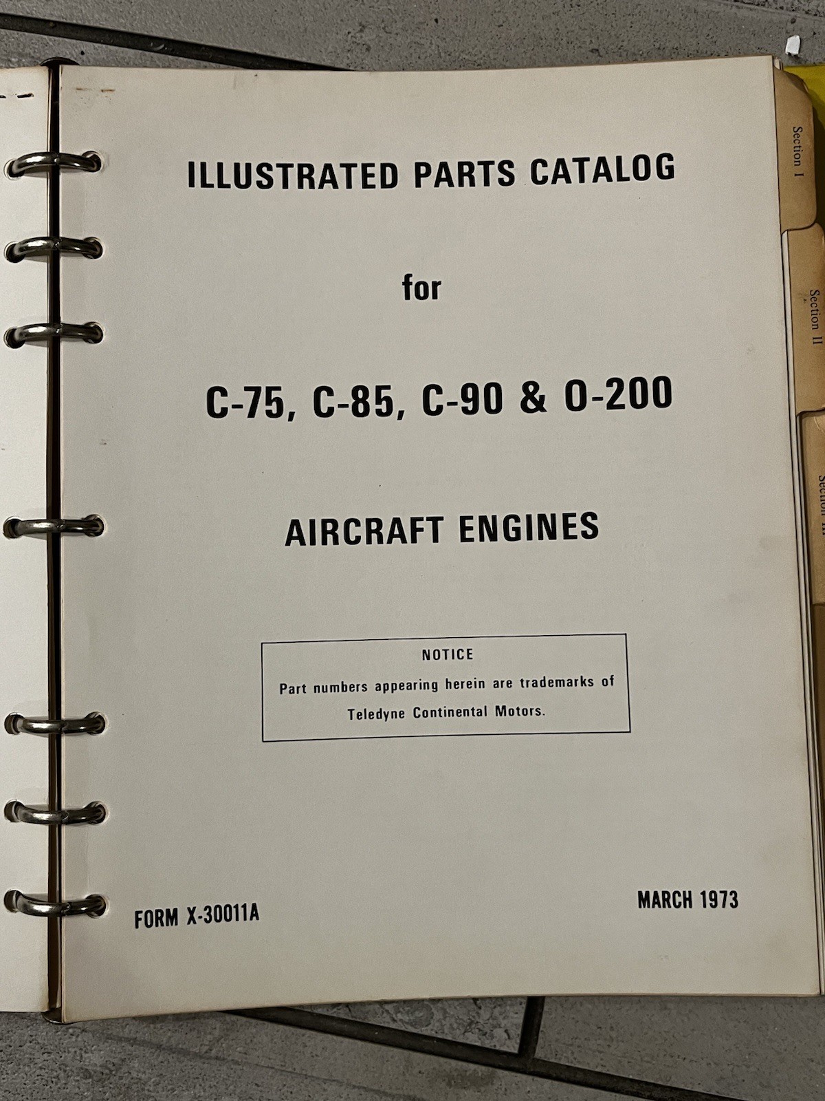 1973 Continental C-75, C85, C 90, O-200 Engines Illustrated Parts Catalog Orig