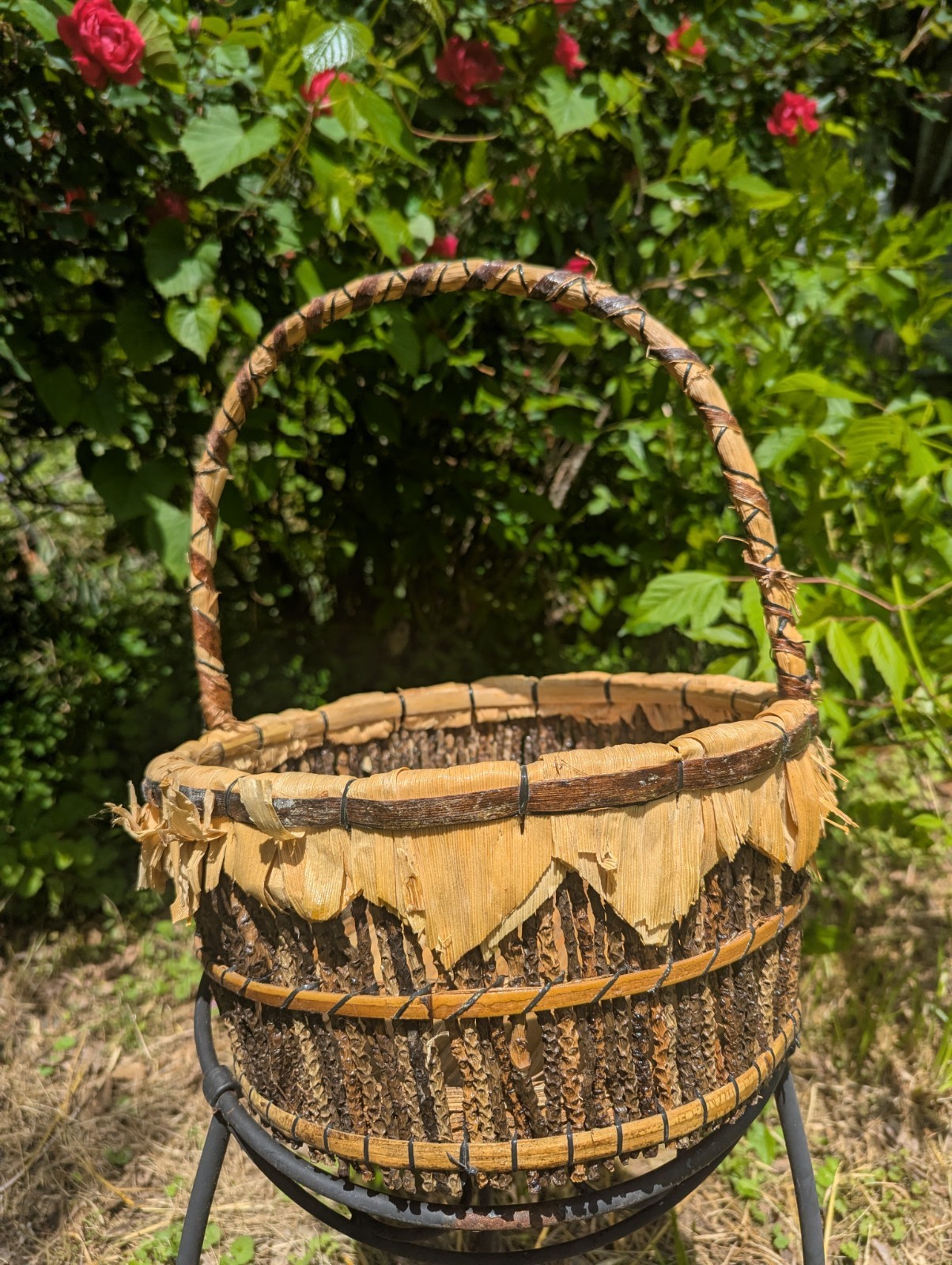 Unique Basket Made From Twigs And Corn Husk Made In The Philippines