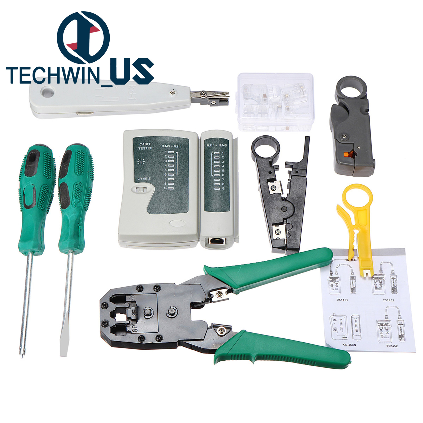 Rj45 Crimping Tool Kit Set For CAT5/CAT6 Lan Cable Tester Network Repair Tools