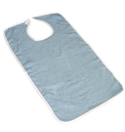 Pack of 3 Terry Adult Bibs with Velcro Closure (Blue)