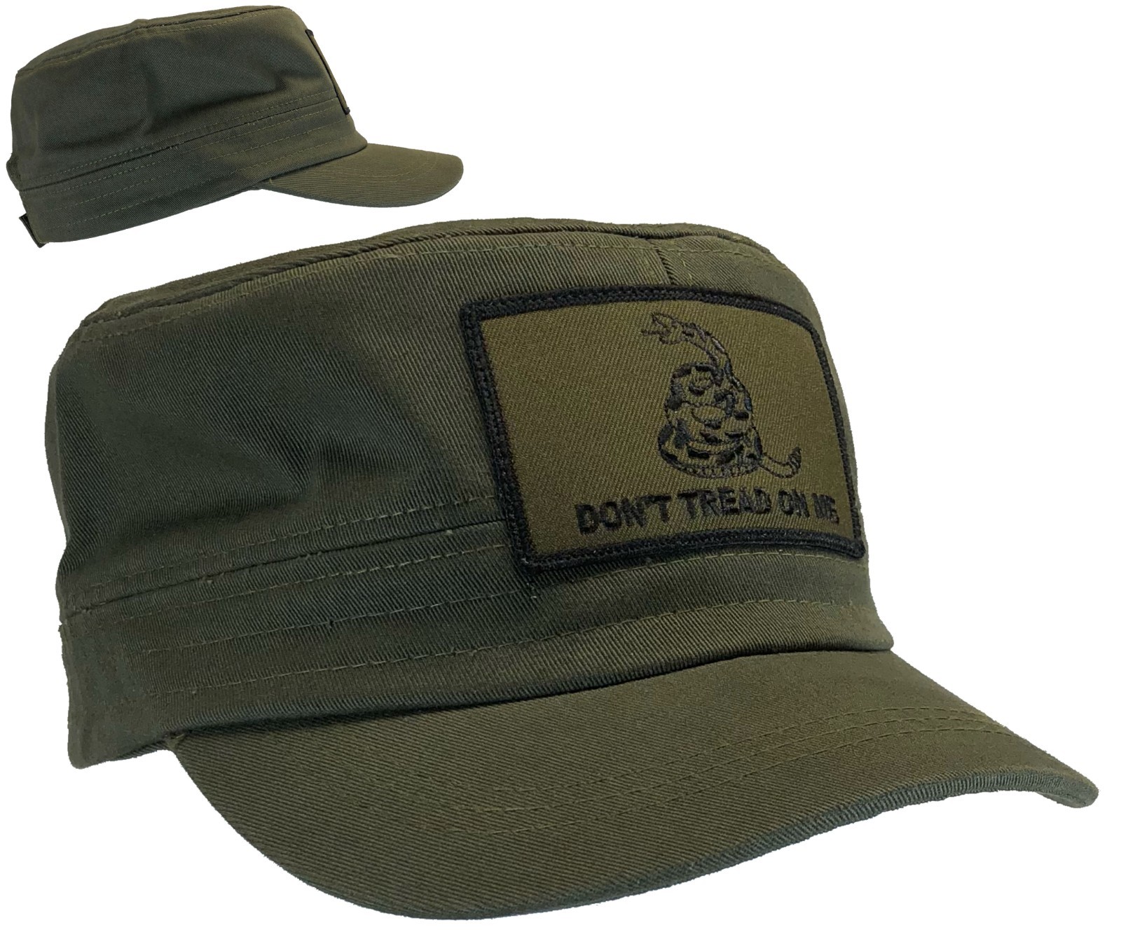 Don't Tread On Me Hat 100% Cotton OD Green Gadsden Fatigue Cap