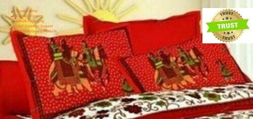 New Occasion Gift Red Color Bed Sheet Cotton Double With 2 Pillow Cover