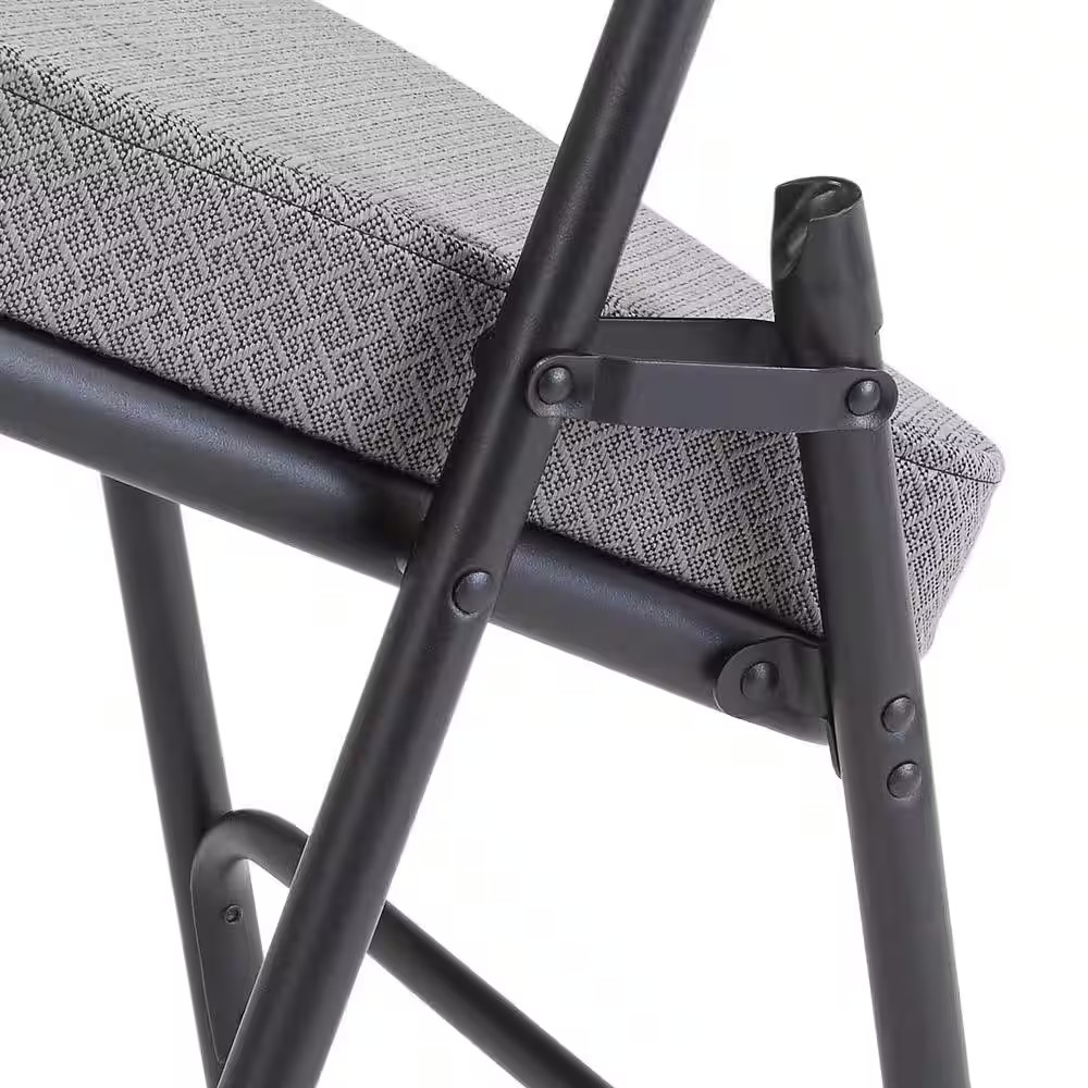 Charcoal Fabric Padded Seat Folding Chair (Set of 2)