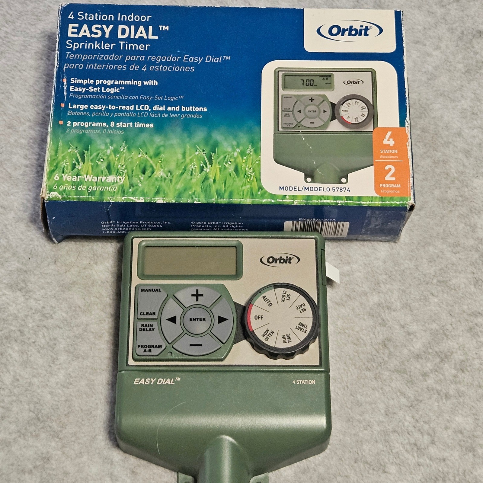 Orbit Easy Dial 4 Station Indoor Sprinkler Timer Controller Model 57874 Green