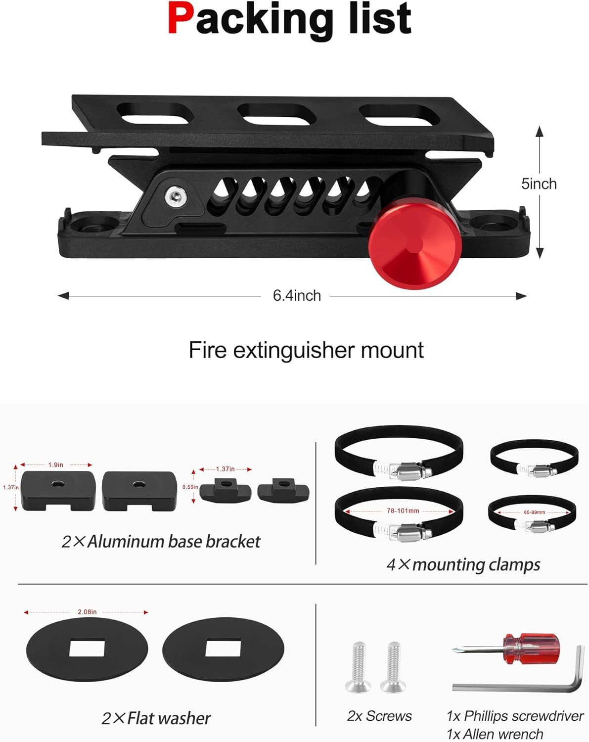 MOLLE Panel Fire Extinguisher Mount Kit Fits 1"-2" Rigid MOLLE Panel Holes, Q...