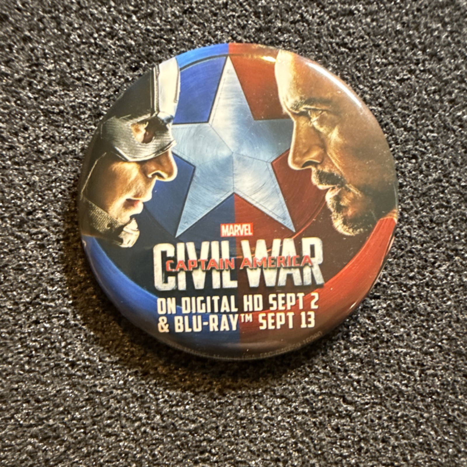 Captain America Civil War Movie Button For The Blu-ray Release.
