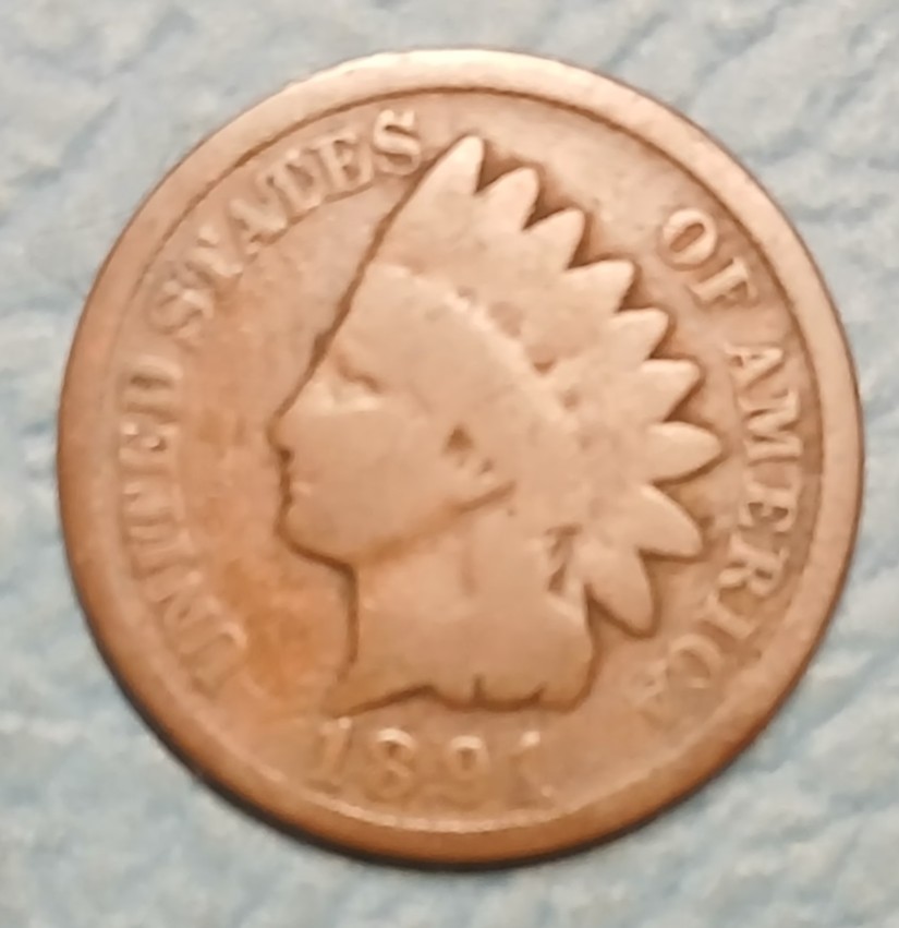 1891 Circulated Indian Head Cent Penny, Free Shipping.