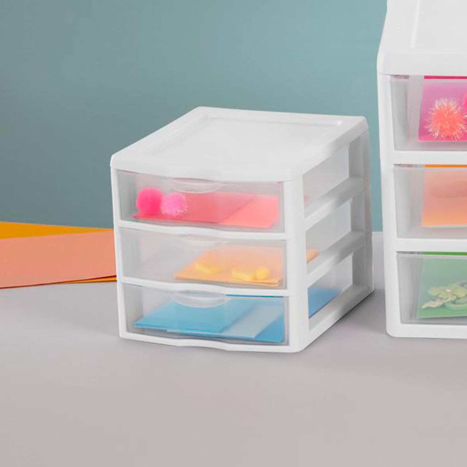 Sterilite Clearview Plastic Multipurpose Small 3 Drawer Desktop Storage Organiza