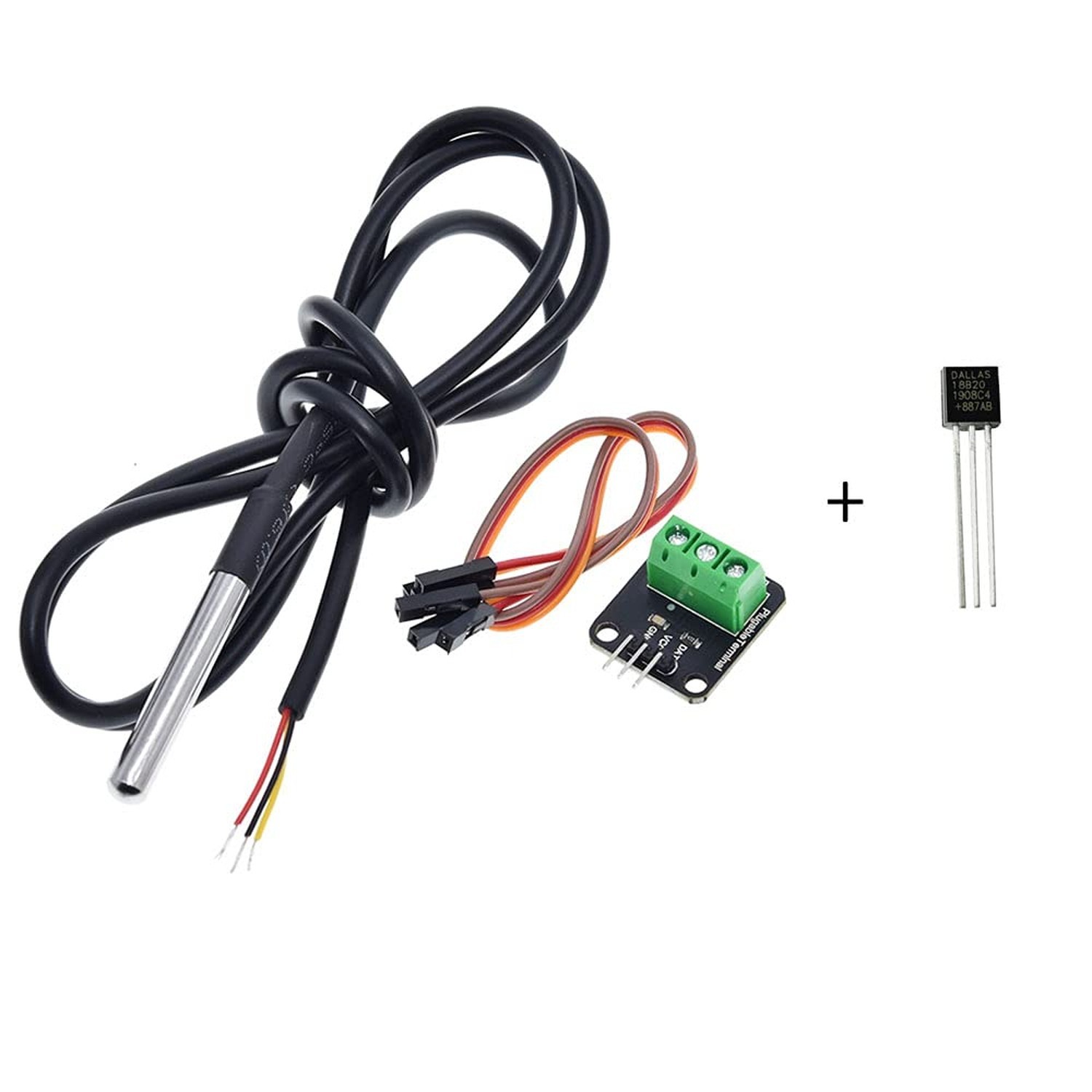2 Pack Temperature Sensor Module Kit with Waterproof Stainless Steel Probe, T...