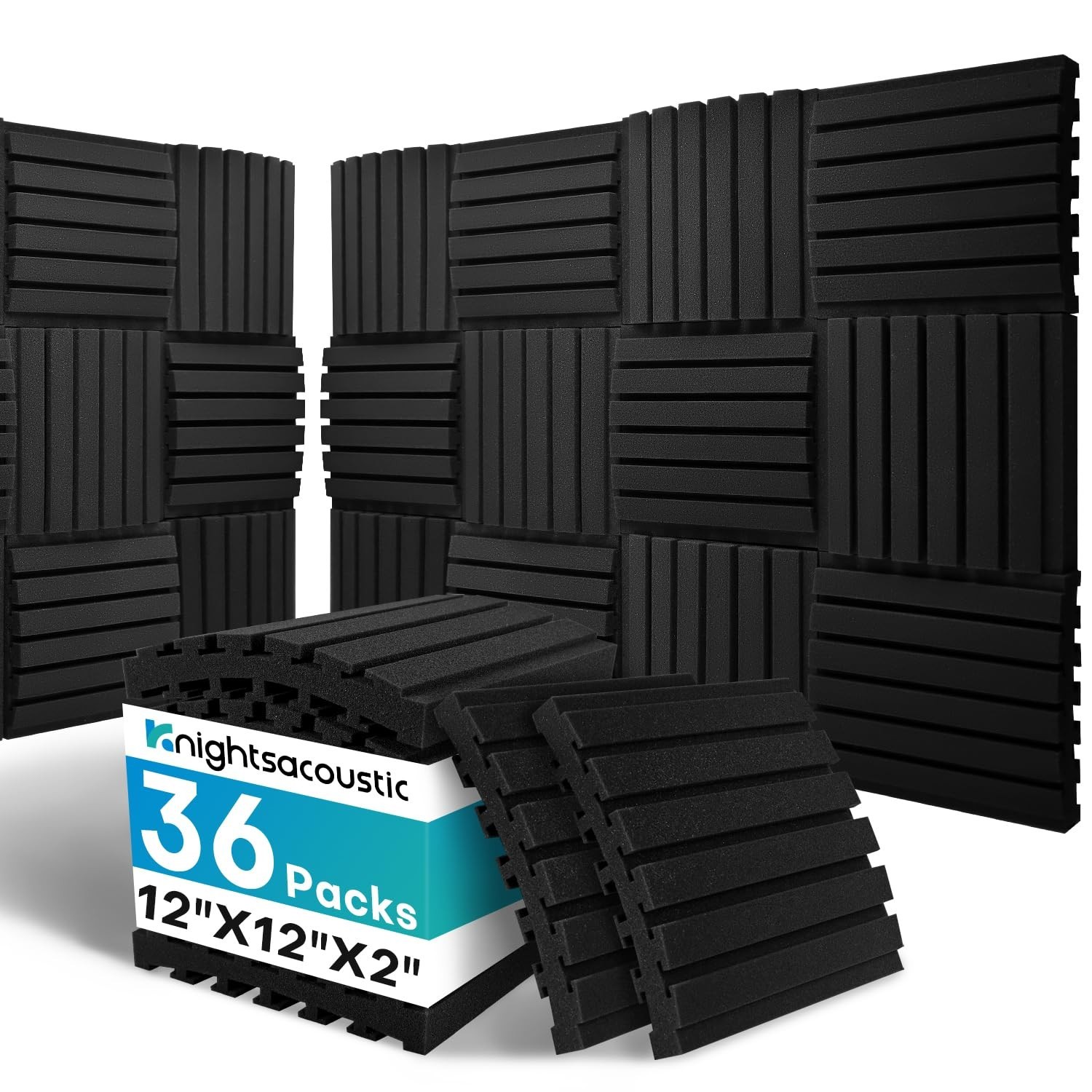 36Packs Curved Sound Proof Foam Panels for Walls, 2" Acoustic Panels Sound Ab...