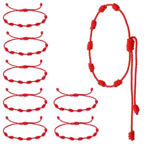 8pcs Red String Bracelet Set - Adjustable Red Bracelet for Protection, Reds