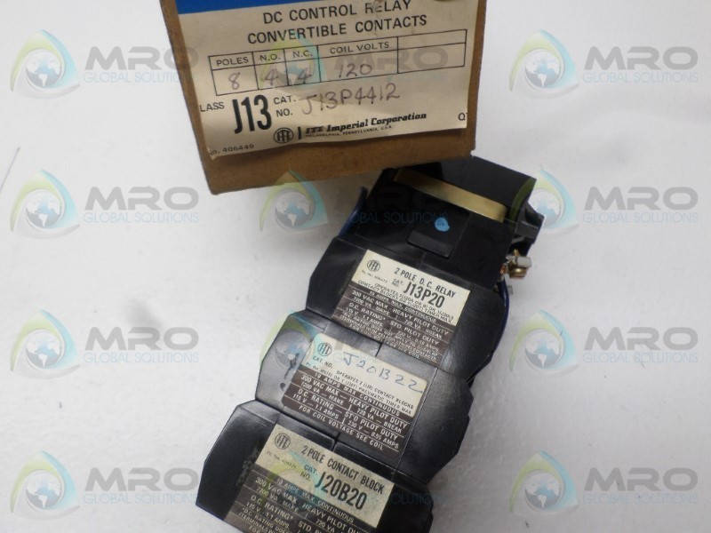 ITE J13P4412 DC CONTROL RELAY 125V NSMP