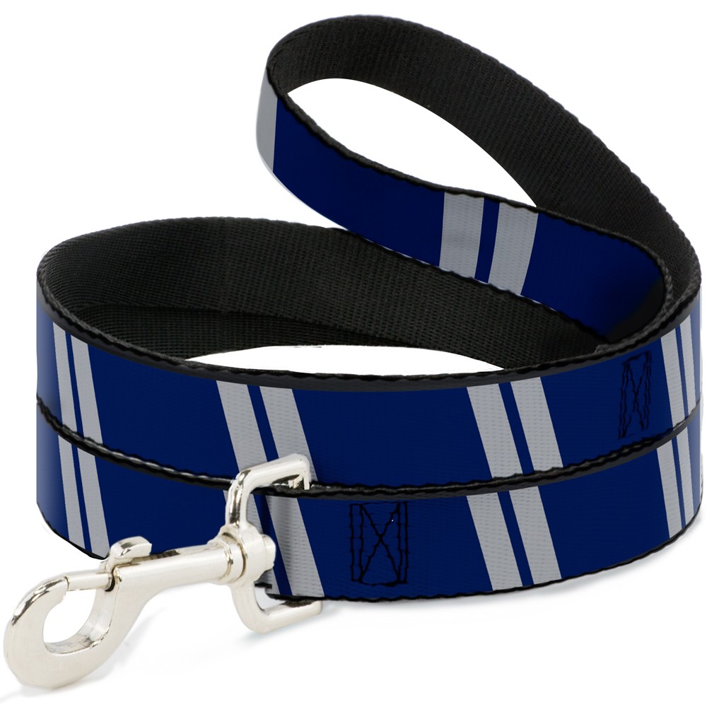 Dog Leash Hash Mark Stripe Double Navy/Silver NARROW 0.5"
