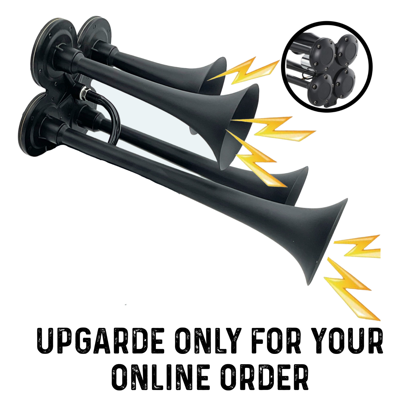 UPGRADE OFFER for  Drill Impact Air Horn Dual Black 4x Trumpets Loud Black 150BD