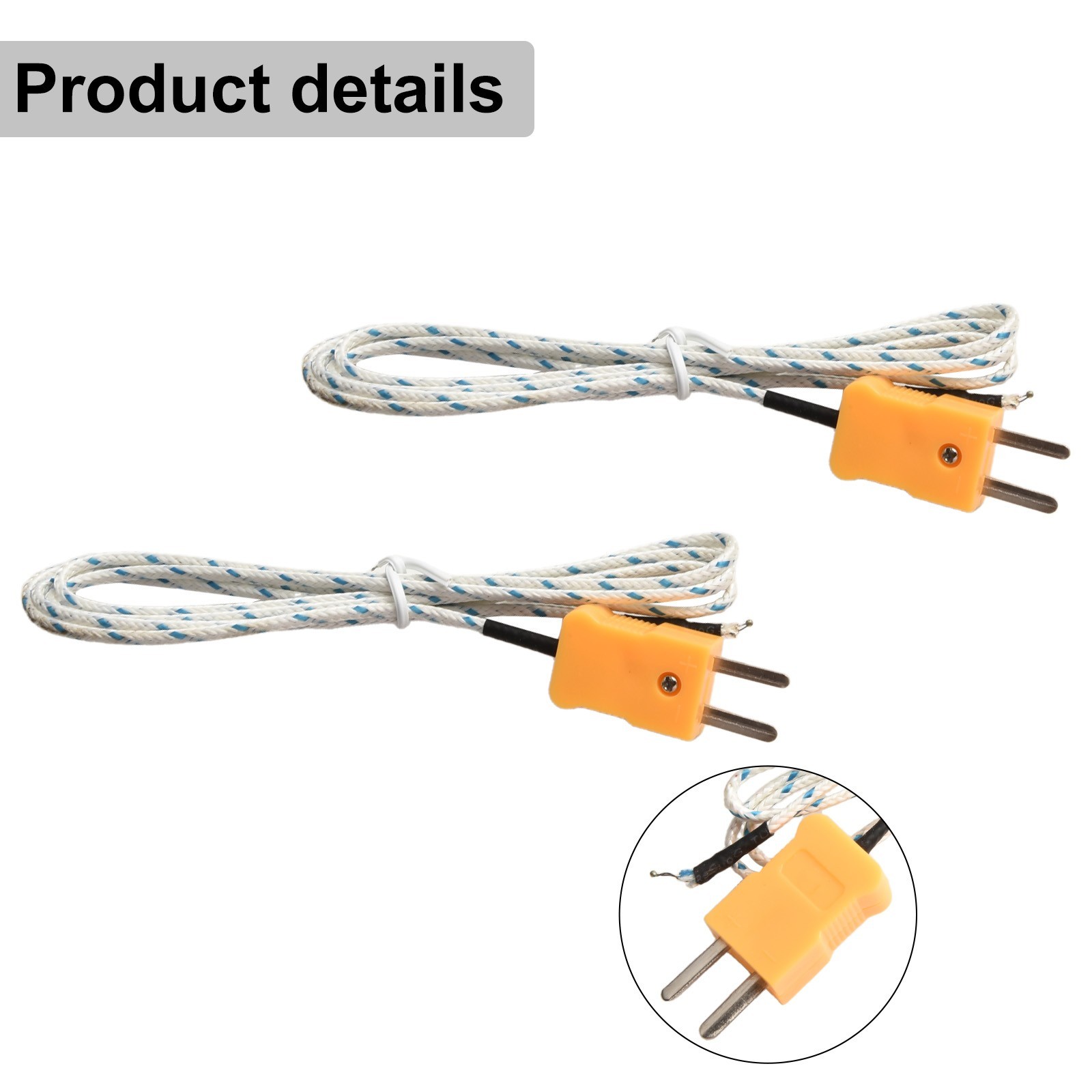 2pcs K type temperature probe high temperature temperature test 1 meter