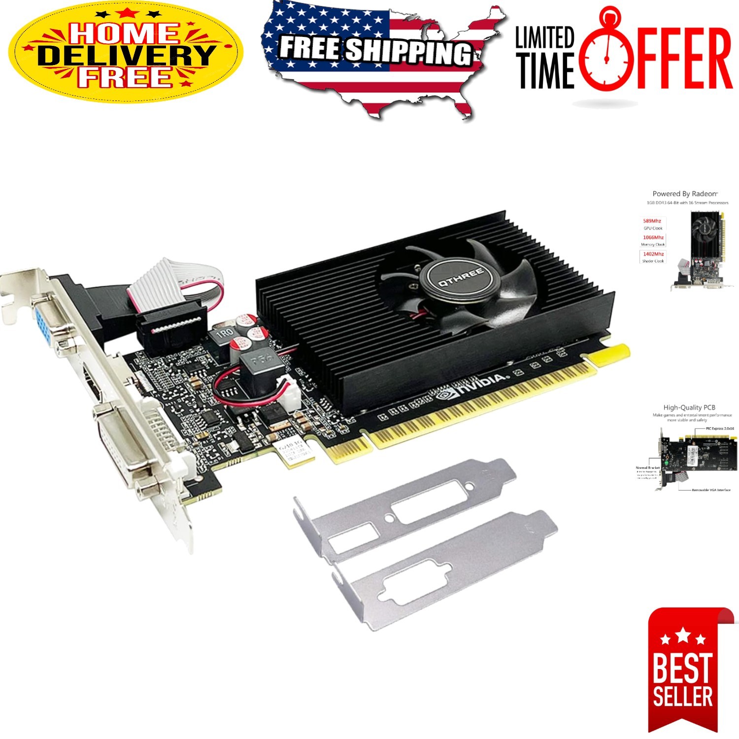 Budget-Friendly Nvidia Geforce 210 1GB Graphics Card - Compact & Efficient
