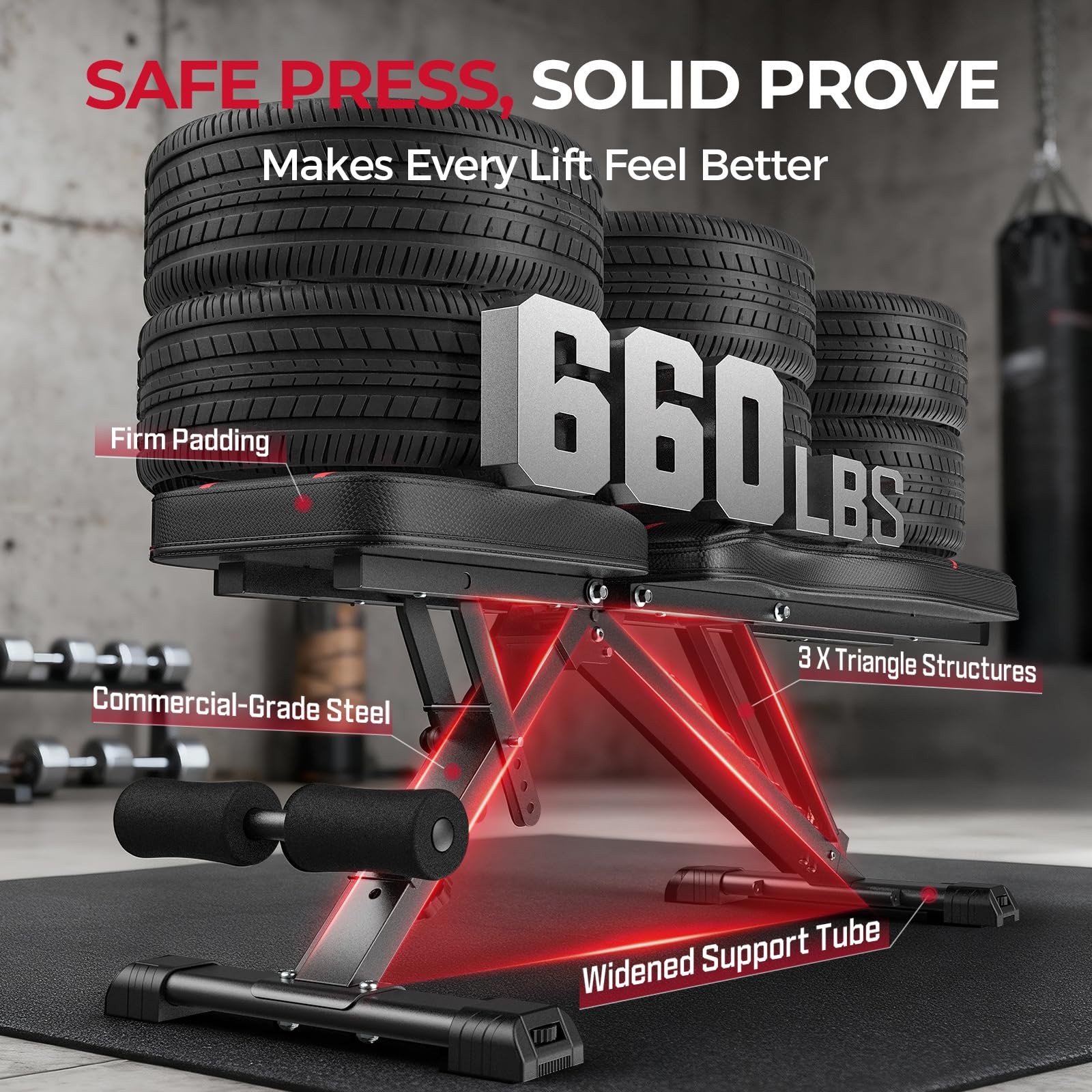 FLYBIRD Adjustable Bench,Utility Weight Bench for Full Body Workout-