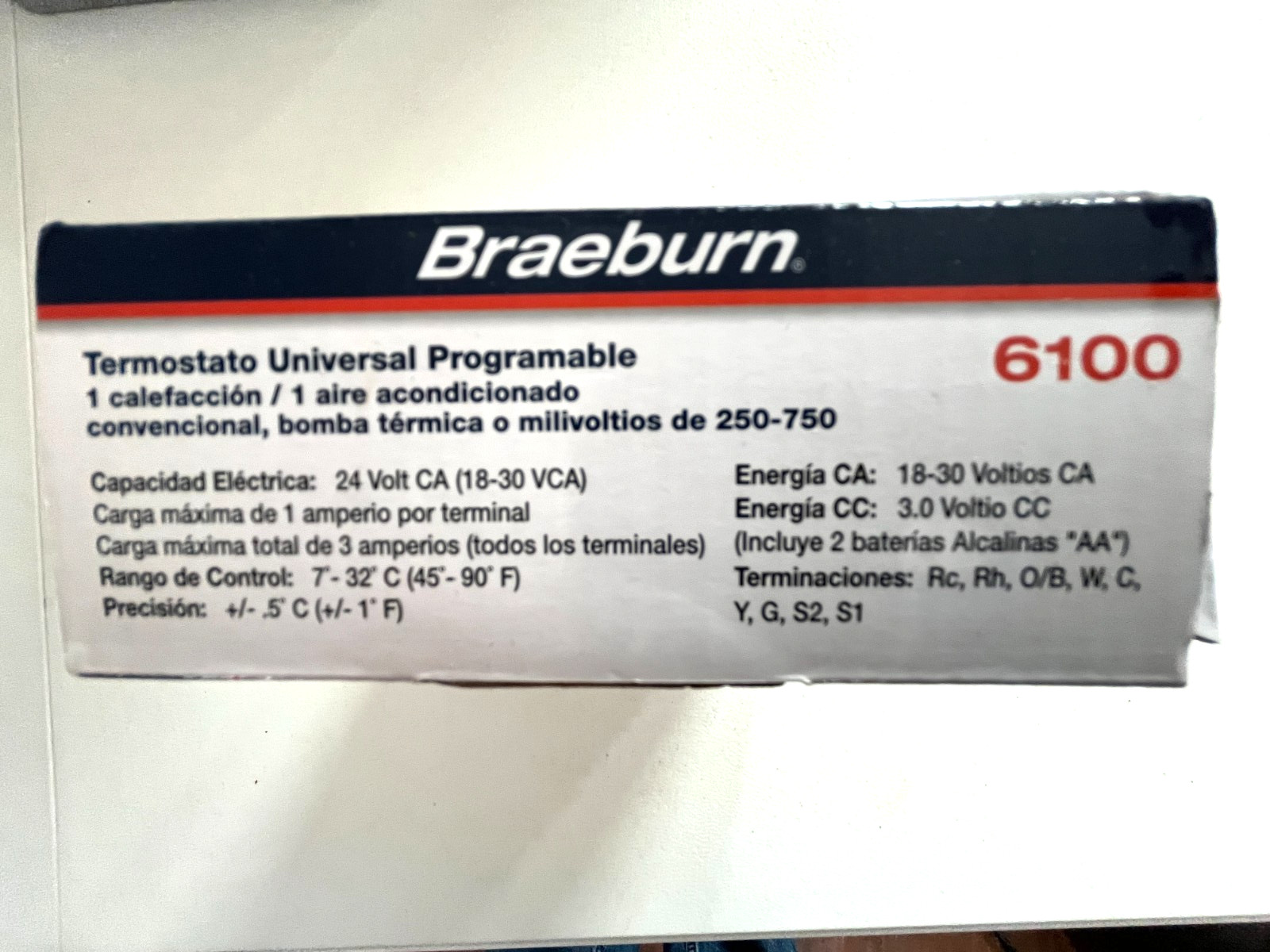 6100 Braeburn 1H/1C Universal Digital Touchscreen Thermostat