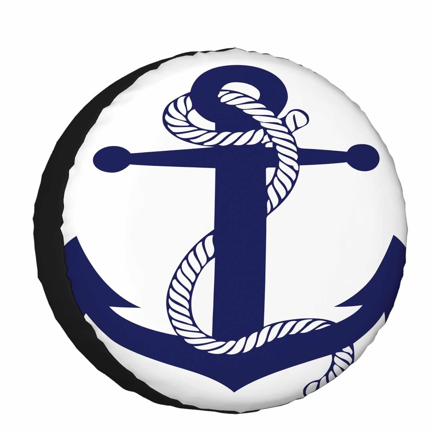 Boat Anchor Spare Tire Cover 15 inch Blue Boat Anchor with Cable Polyester Un...