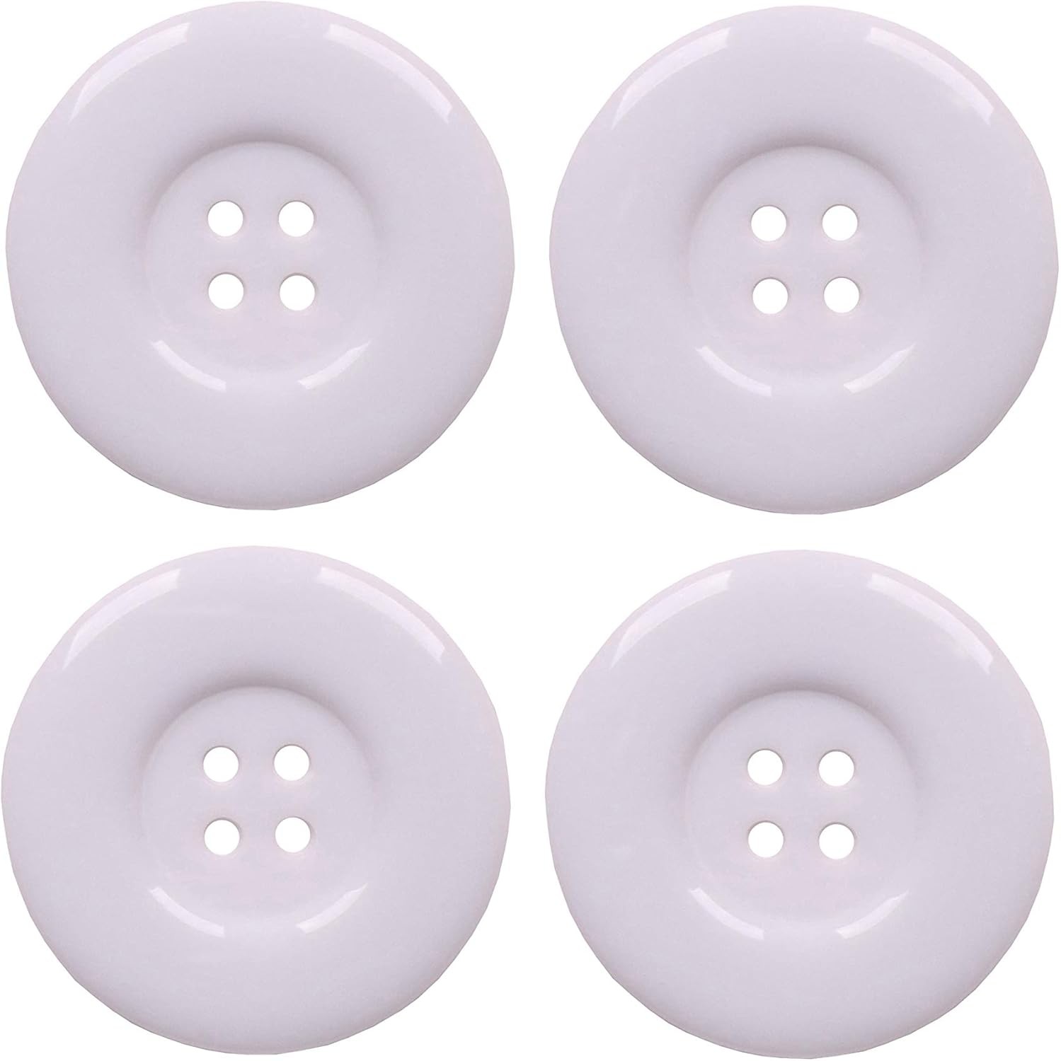 YAKA 50pcs 4 Holes Round Sewing Resin Buttons1.5inch/38mm 1.5 inches, White
