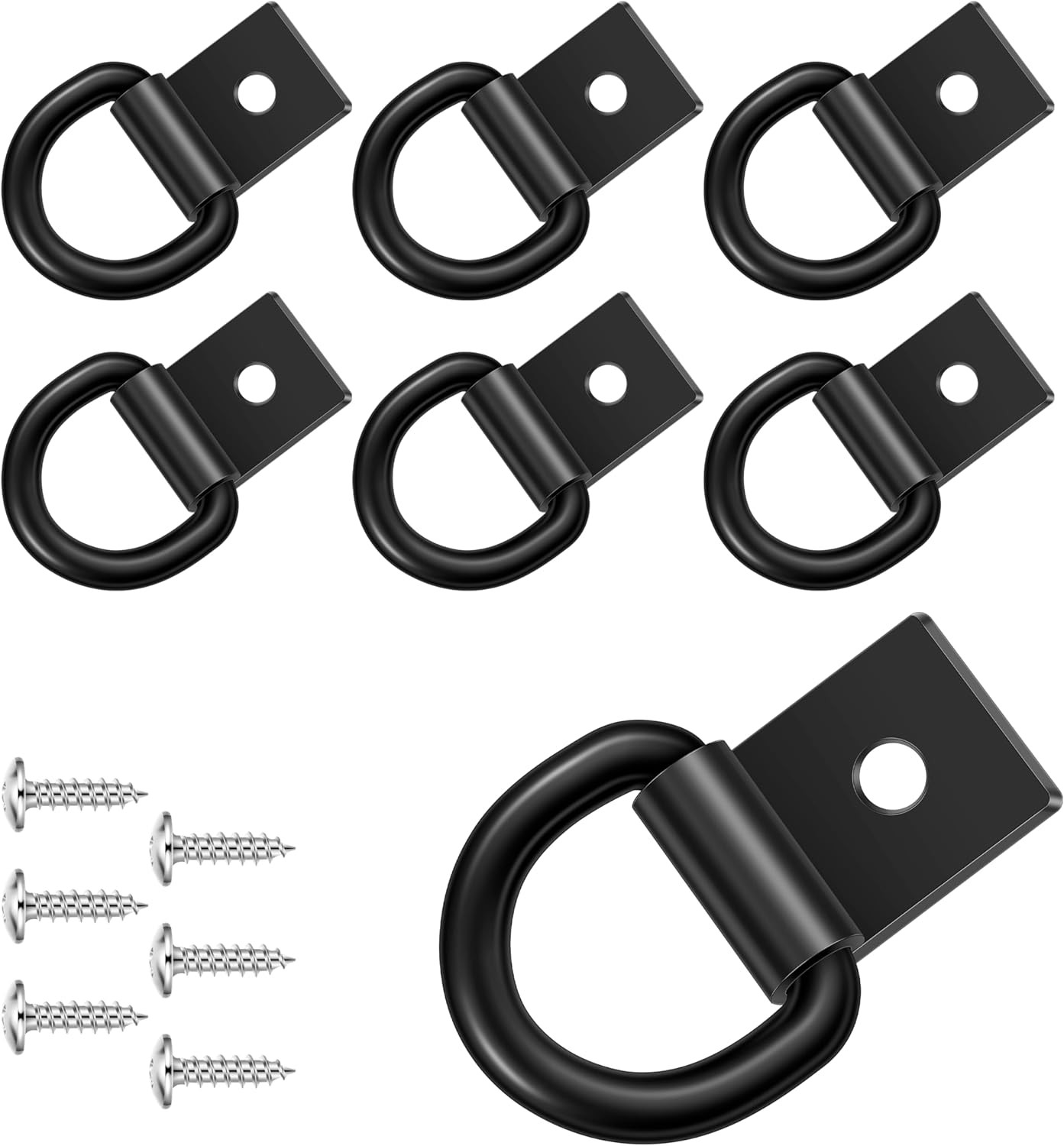 Black D Ring Tie down Anchors,6Pcs Heavy Duty D Ring with Screws,Surface Mount H