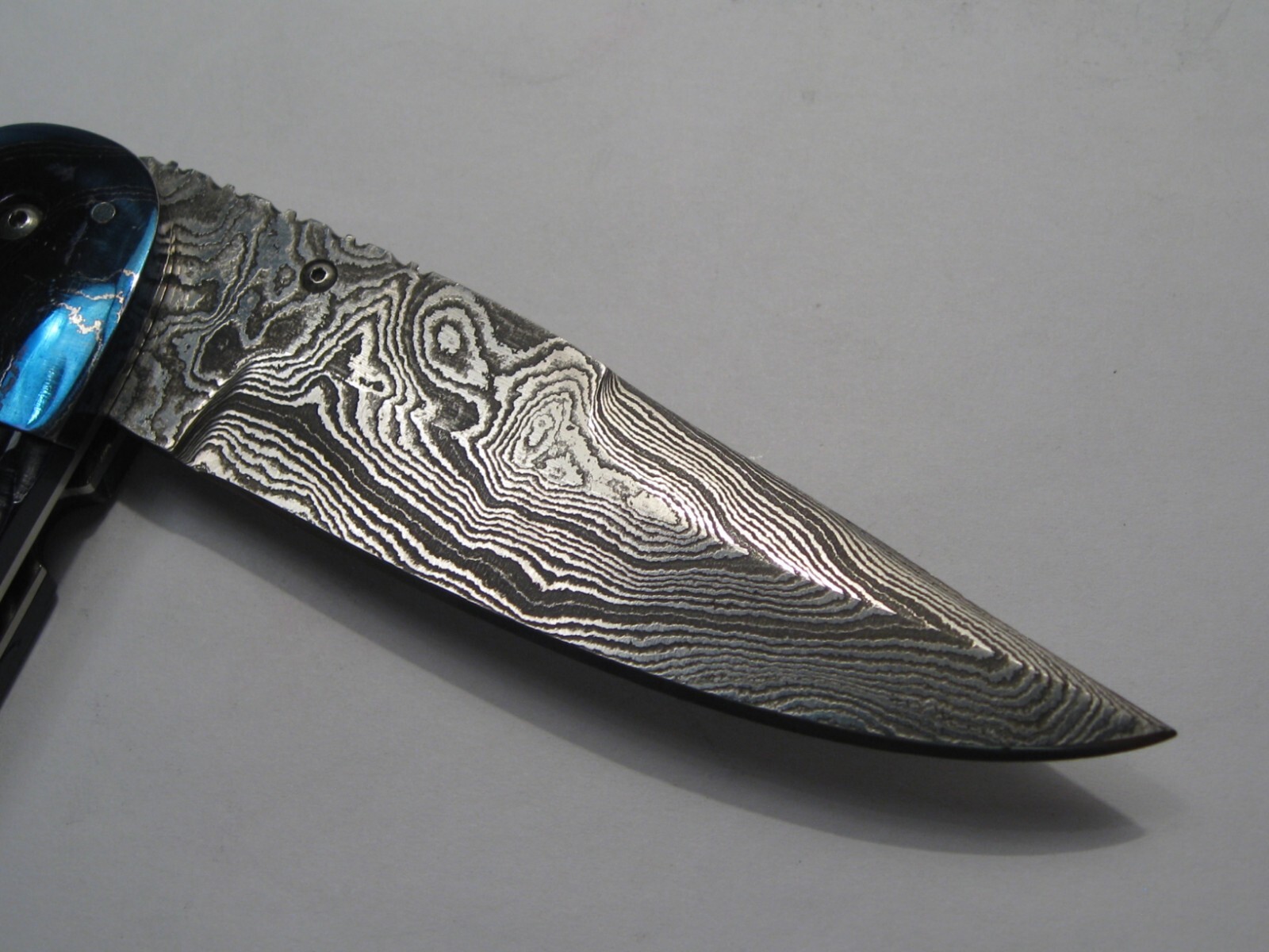 Custom M.G. CLARK DAMASCUS Lock Back Folding Pocket Knife w/ Case. #24