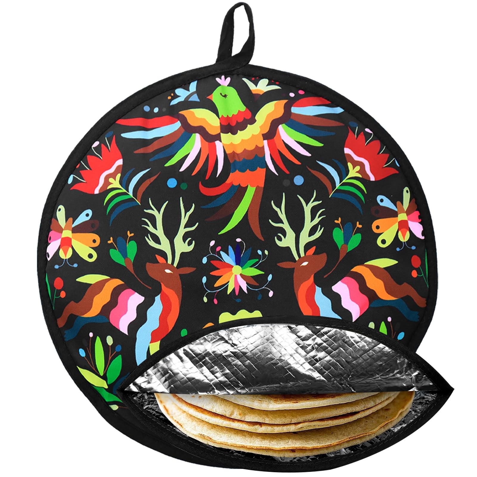 12 Inch Tortilla Warmer Pouch for Tortillas, Tacos and 12 x 12 inch, Black