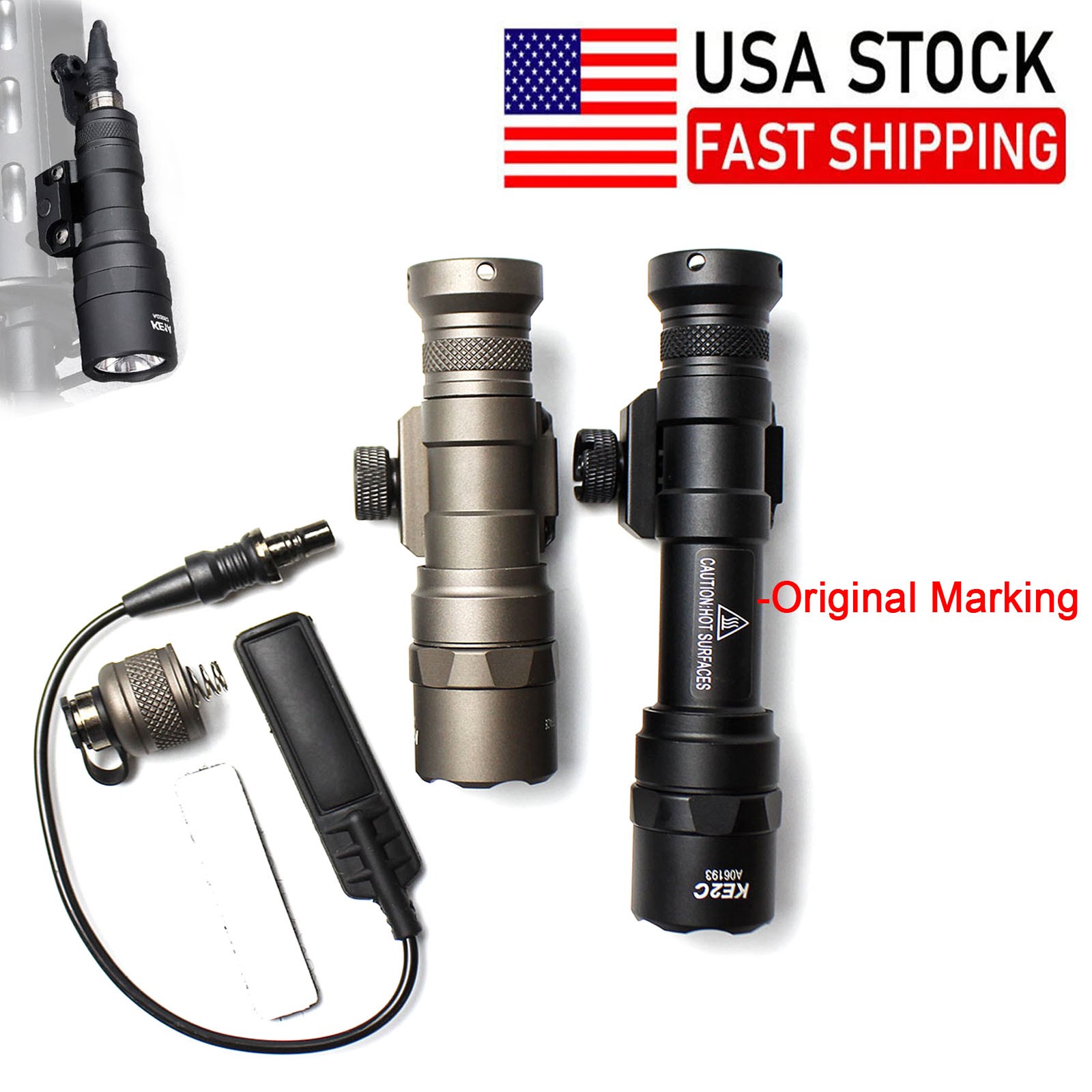Tactical M300B M600B Weapon Light Rifle Flashlight with Remote Switch + Cover
