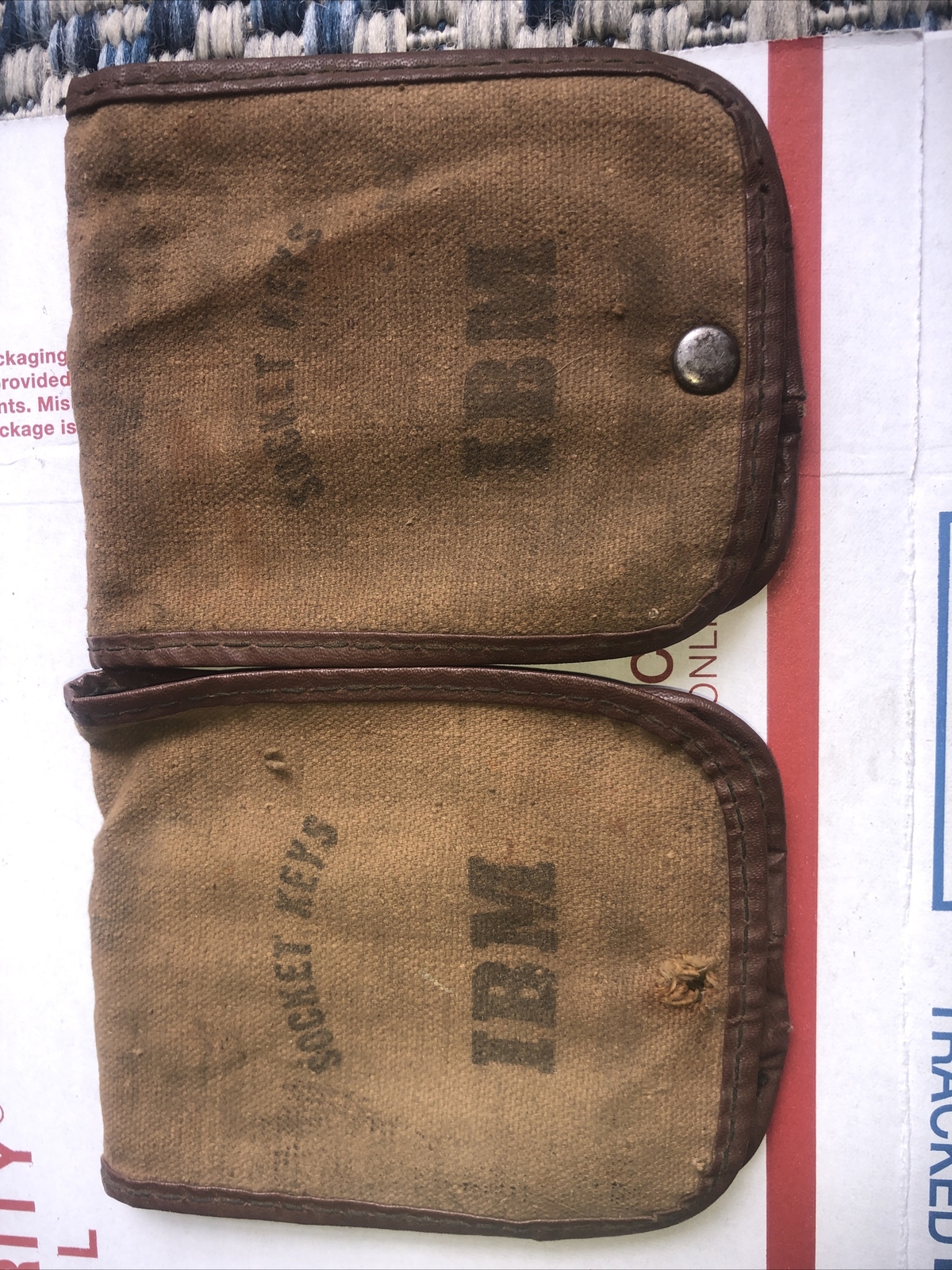 2 Vintage IBM SOCKET KEYS Holder W/LOGO COLLECTOR IBM TOOLS USA CLOTH POUCH