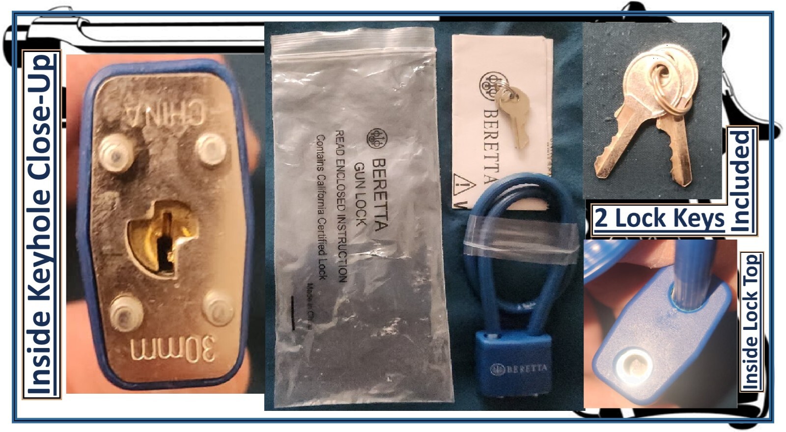 NEW UNUSED Beretta Gun Lock Regal R15SC3 2-Key Handgun Rifle Shotgun Cable Lock